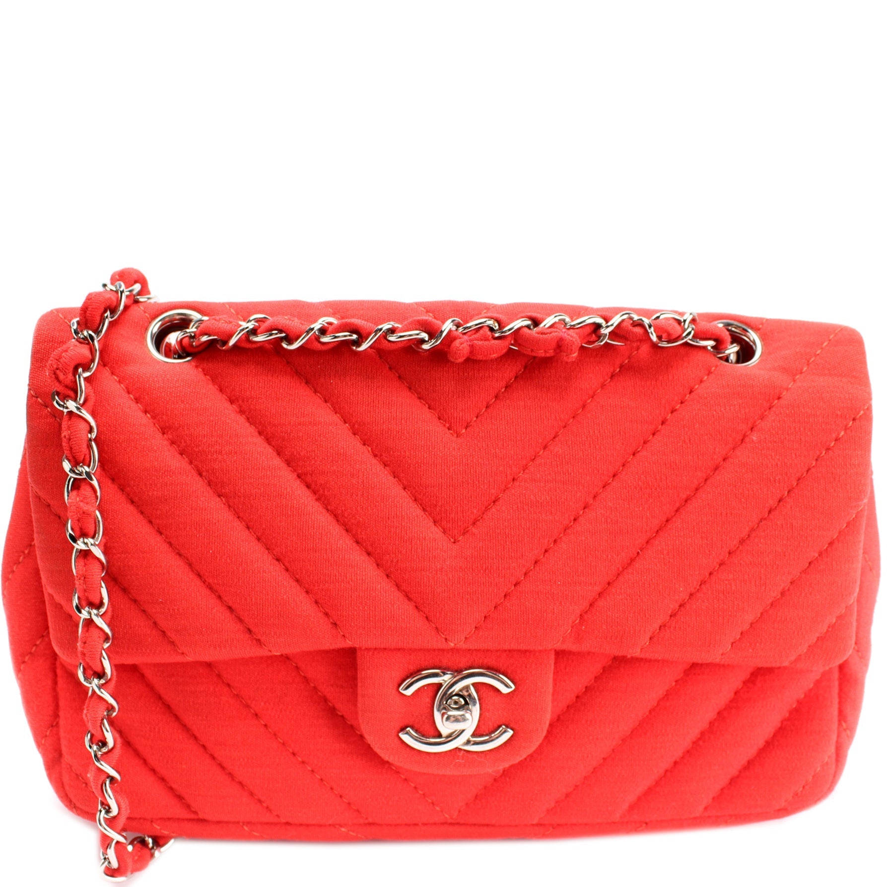 Chanel Classic Flap Jersey Chevron 13M Handbag