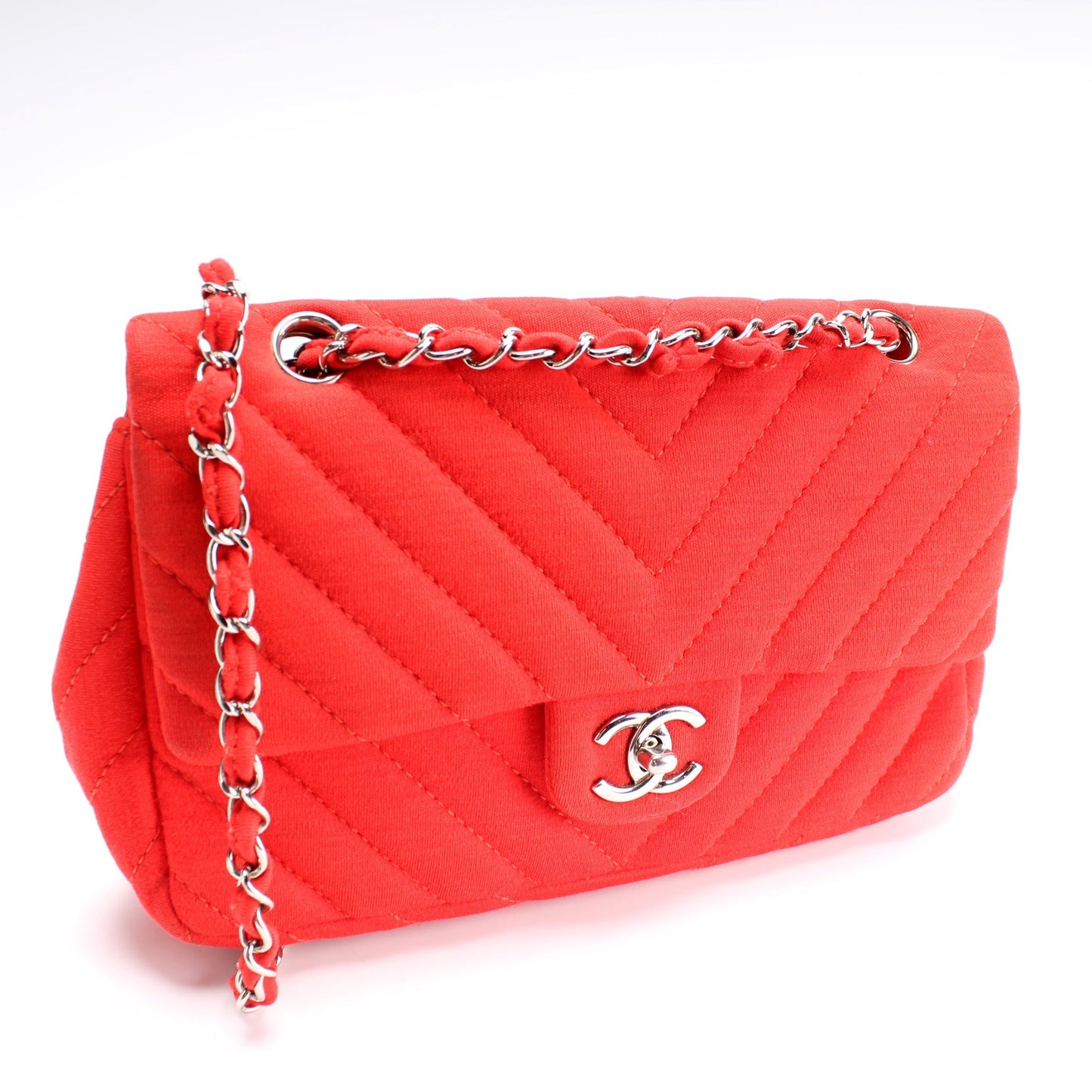 Chanel Classic Flap Jersey Chevron 13M Handbag
