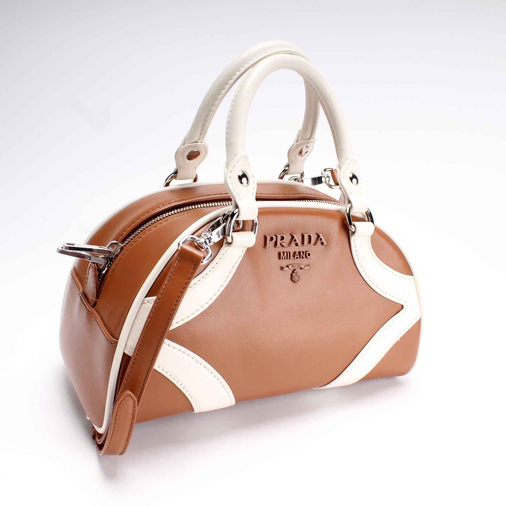 Prada Soft Calfskin Bowling Bag Travel Bag
