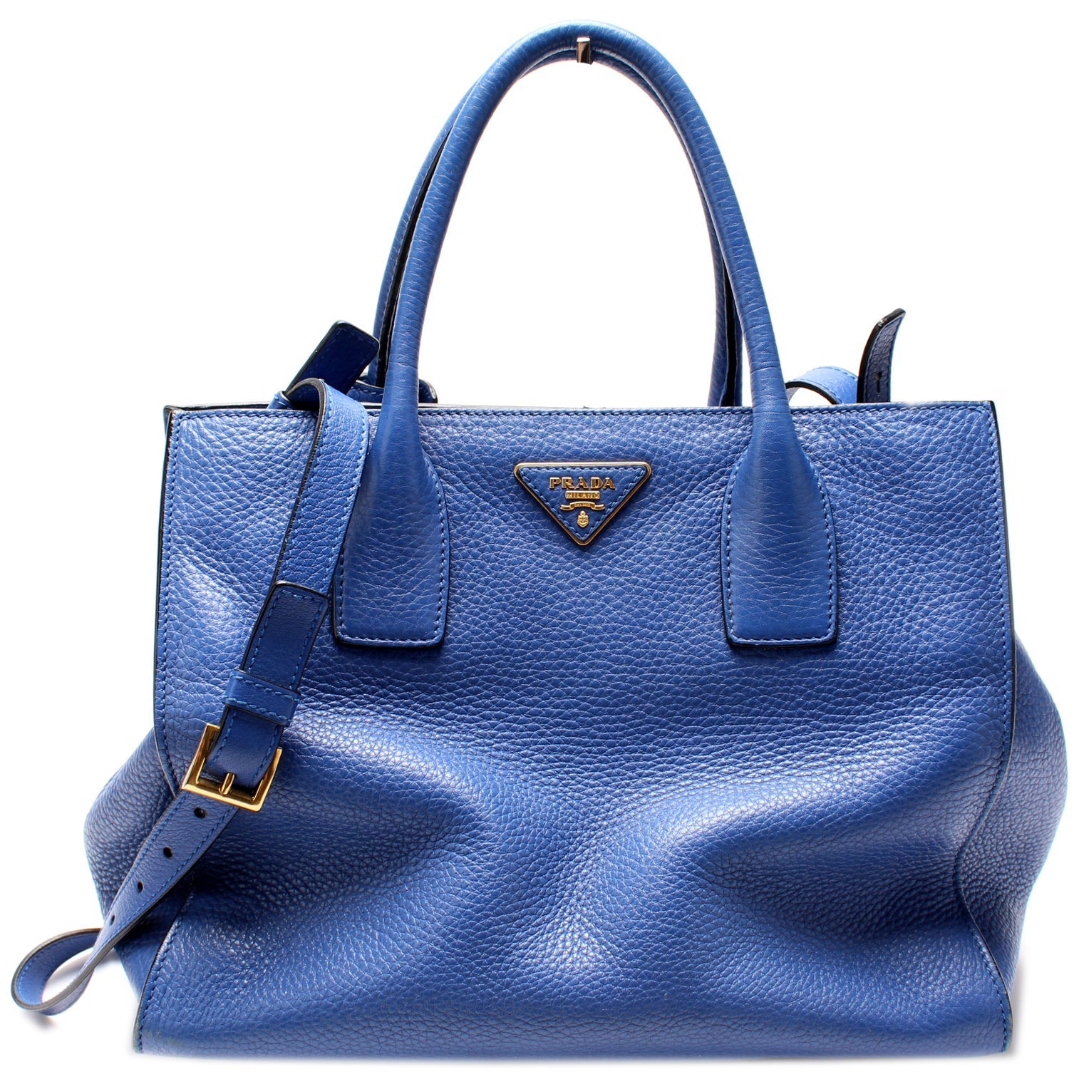 Prada Vitello Daino Tote Bag Blue