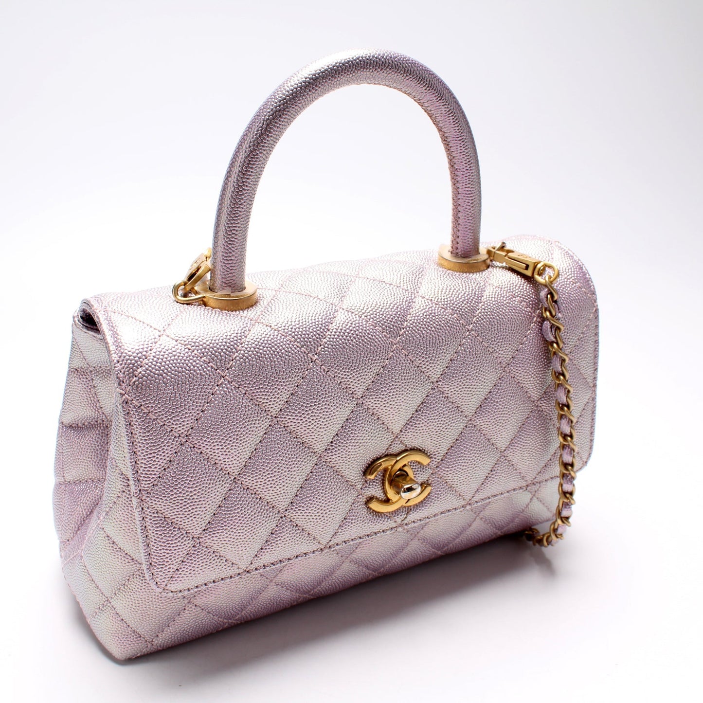 Chanel Coco Top Handle Caviar Iridescent Mini Bag