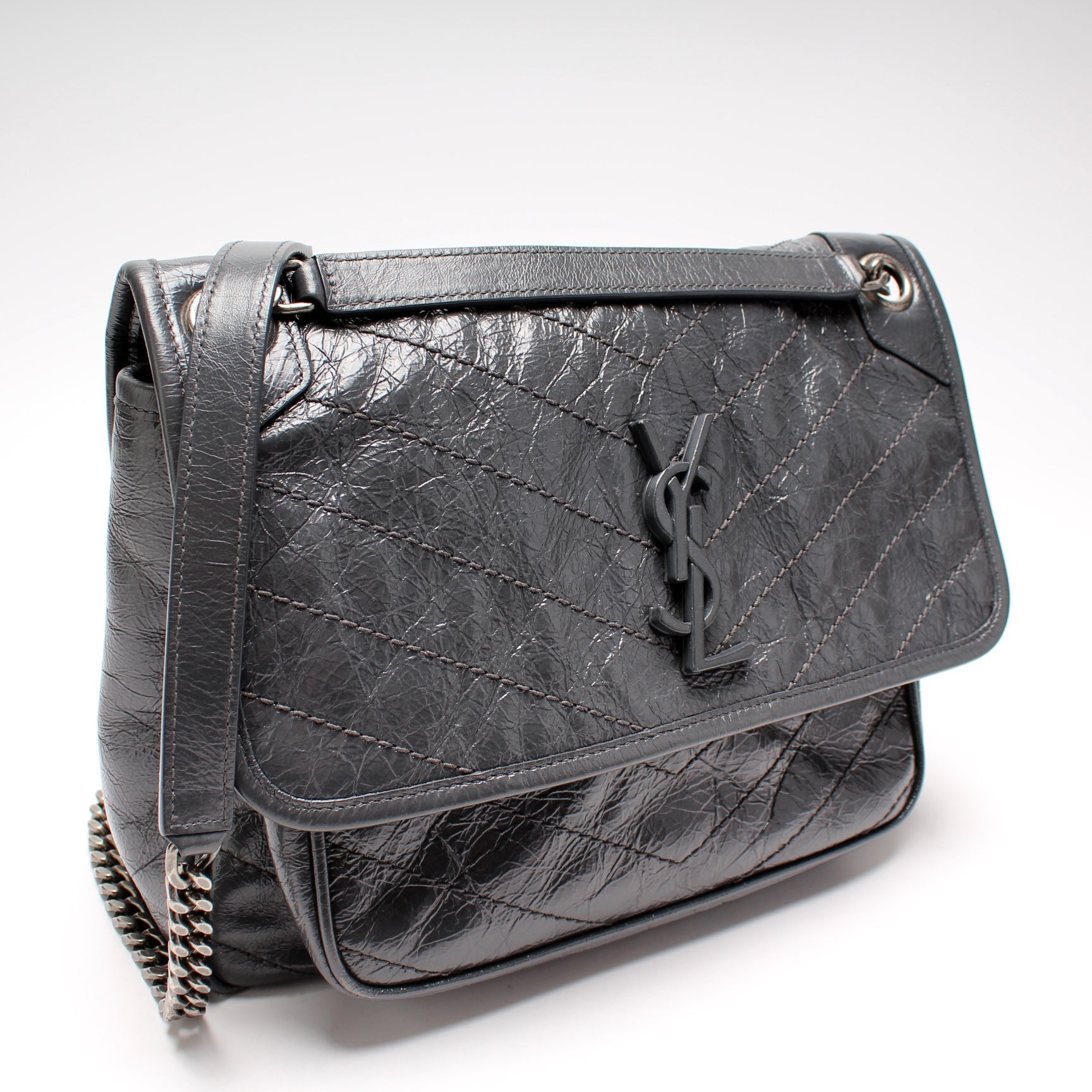 YSL Saint Laurent Niki Crinkle Bag Leather Medium Travel Bag