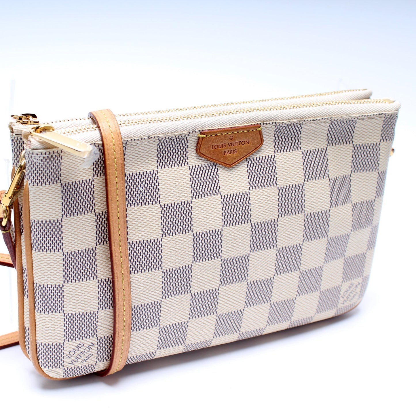 Louis Vuitton Double Zip Pochette Azur Damier Clutch Bag Azur 1