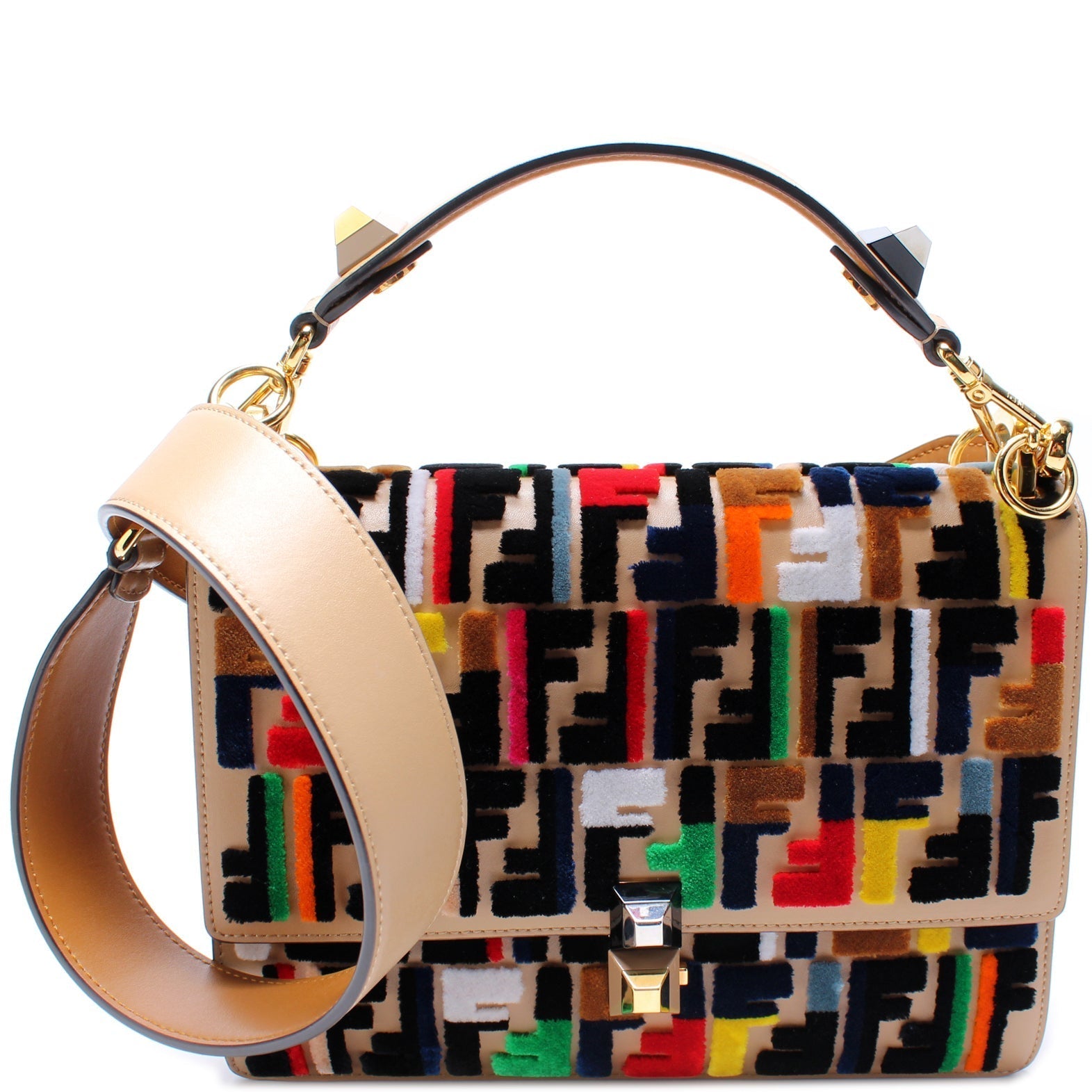 Fendi 8Bt283 Kan Velvet Ff Shoulder Bag Multicolor