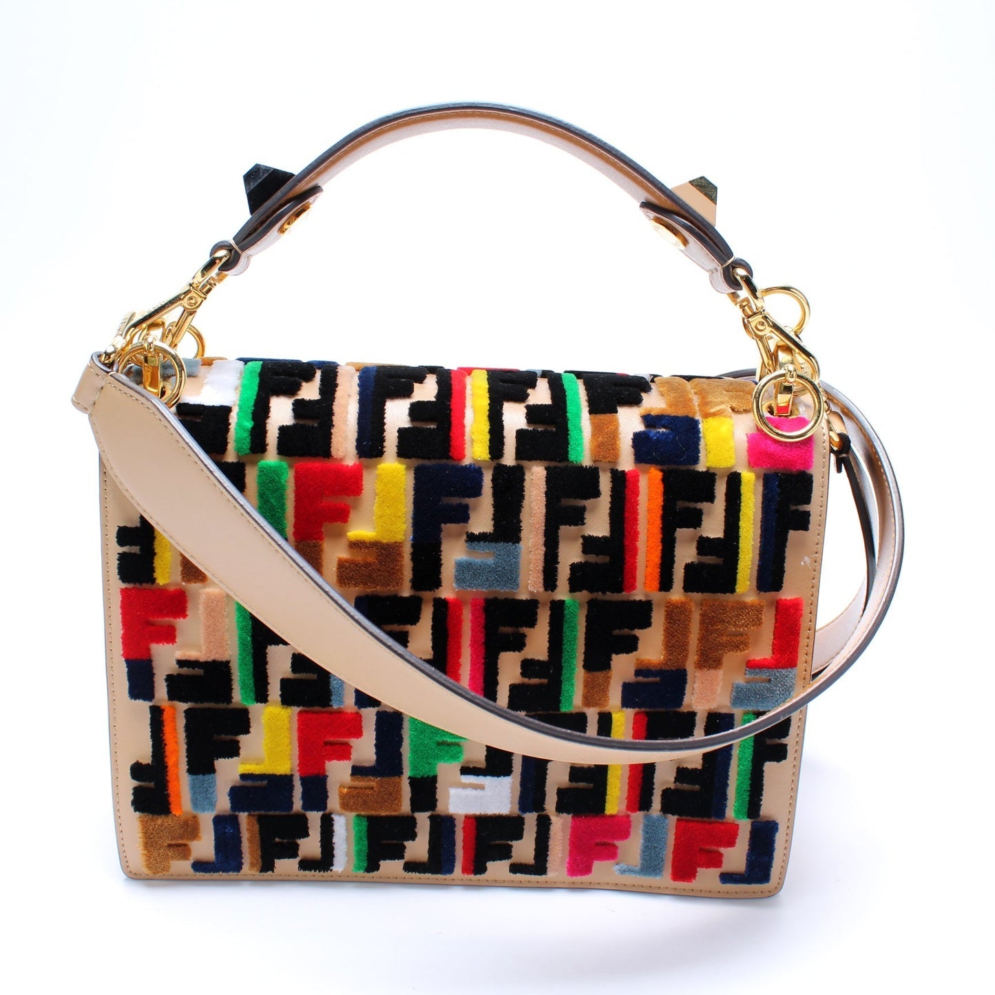 Fendi 8Bt283 Kan Velvet Ff Shoulder Bag Multicolor