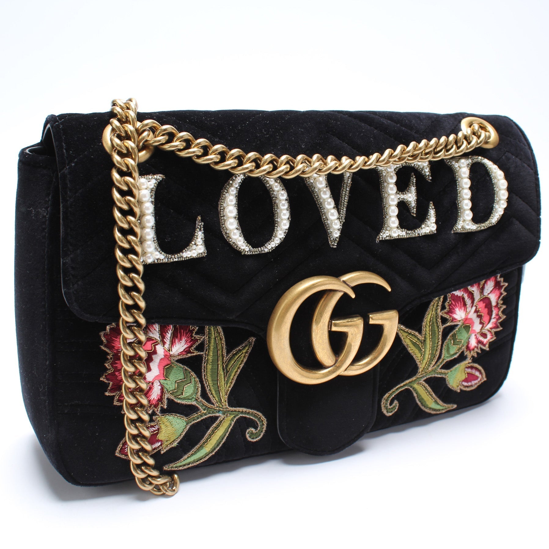 Gucci Marmont Velvet Loved Medium Shoulder Bag
