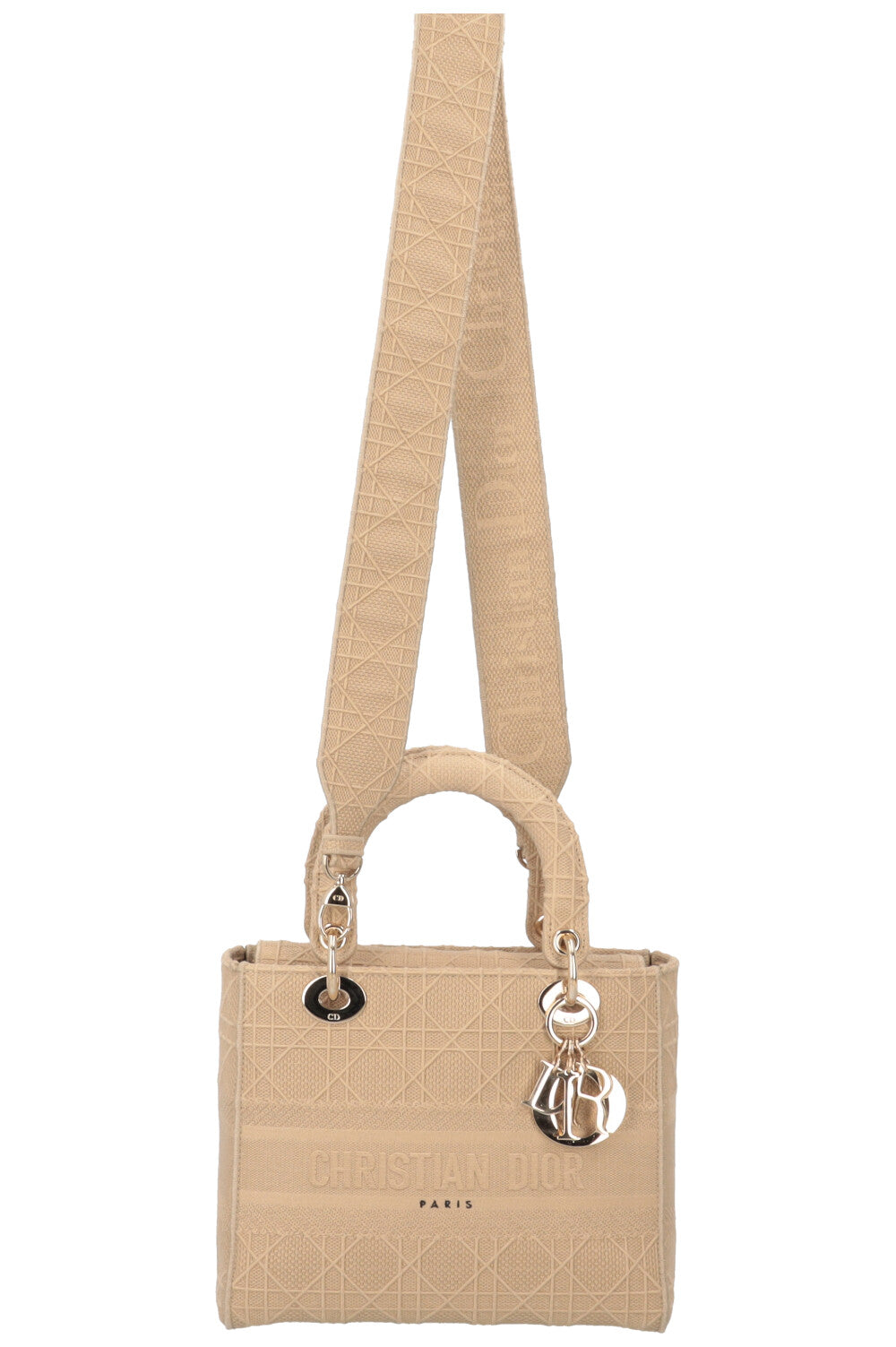 Dior Crossbody Bag Lady D-Lite Cannage Sand Canvas