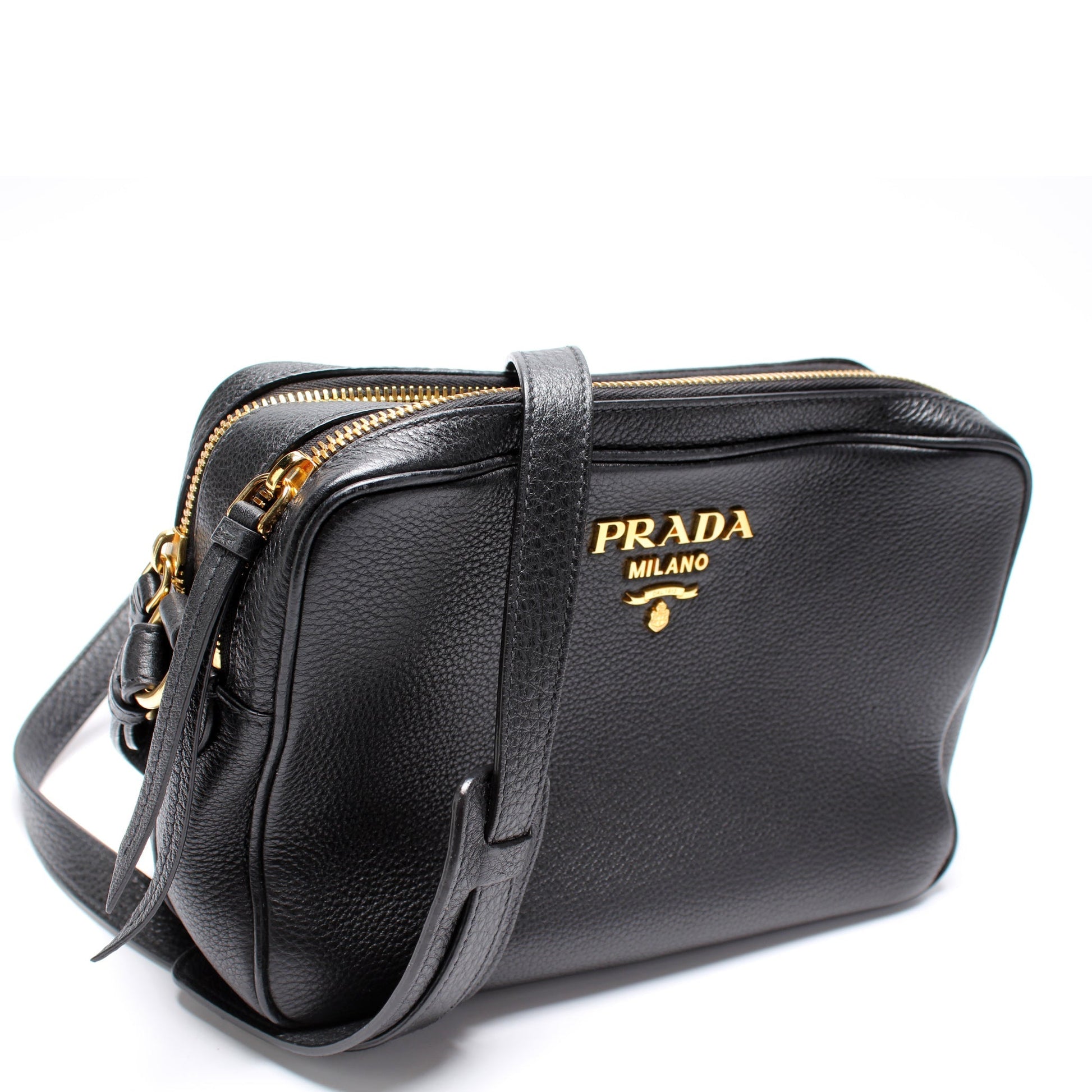 Prada Vitello Daino Double Zip Camera Bag Travel Bag
