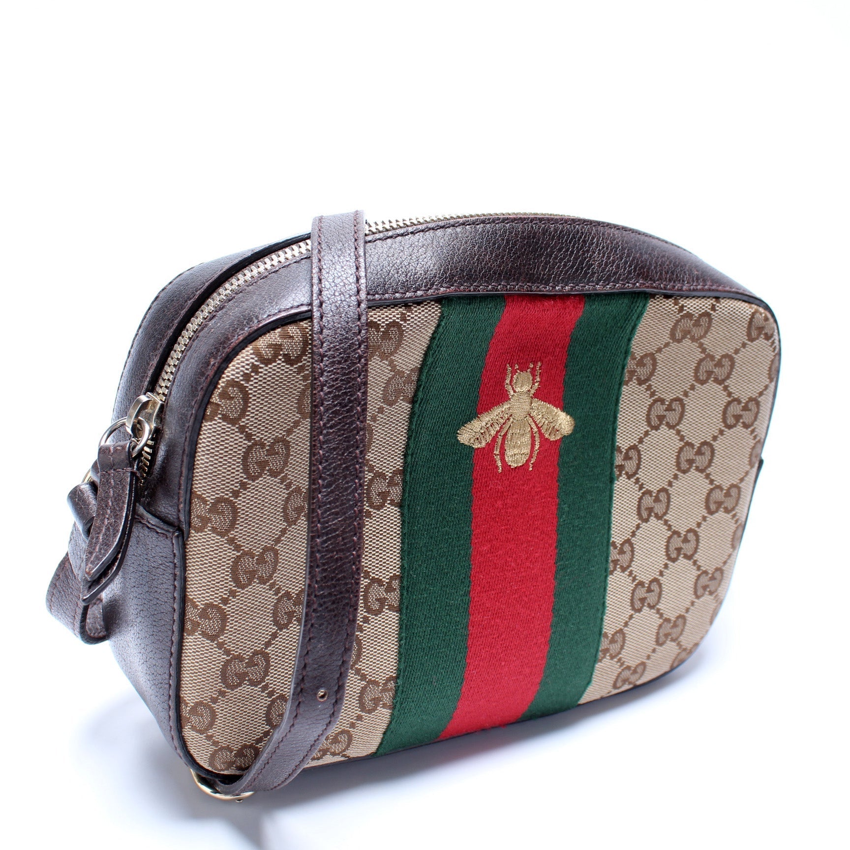 Gucci GG Bee Camera Canvas Crossbody Bag