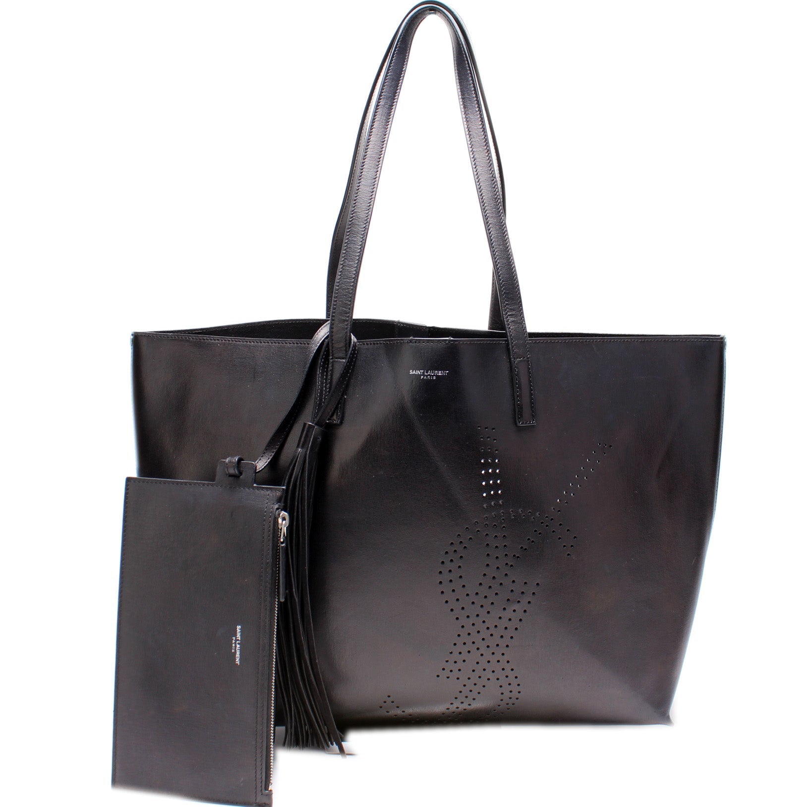 YSL Saint Laurent Saint Laurent Perforated Shopper Tote Bag Logo