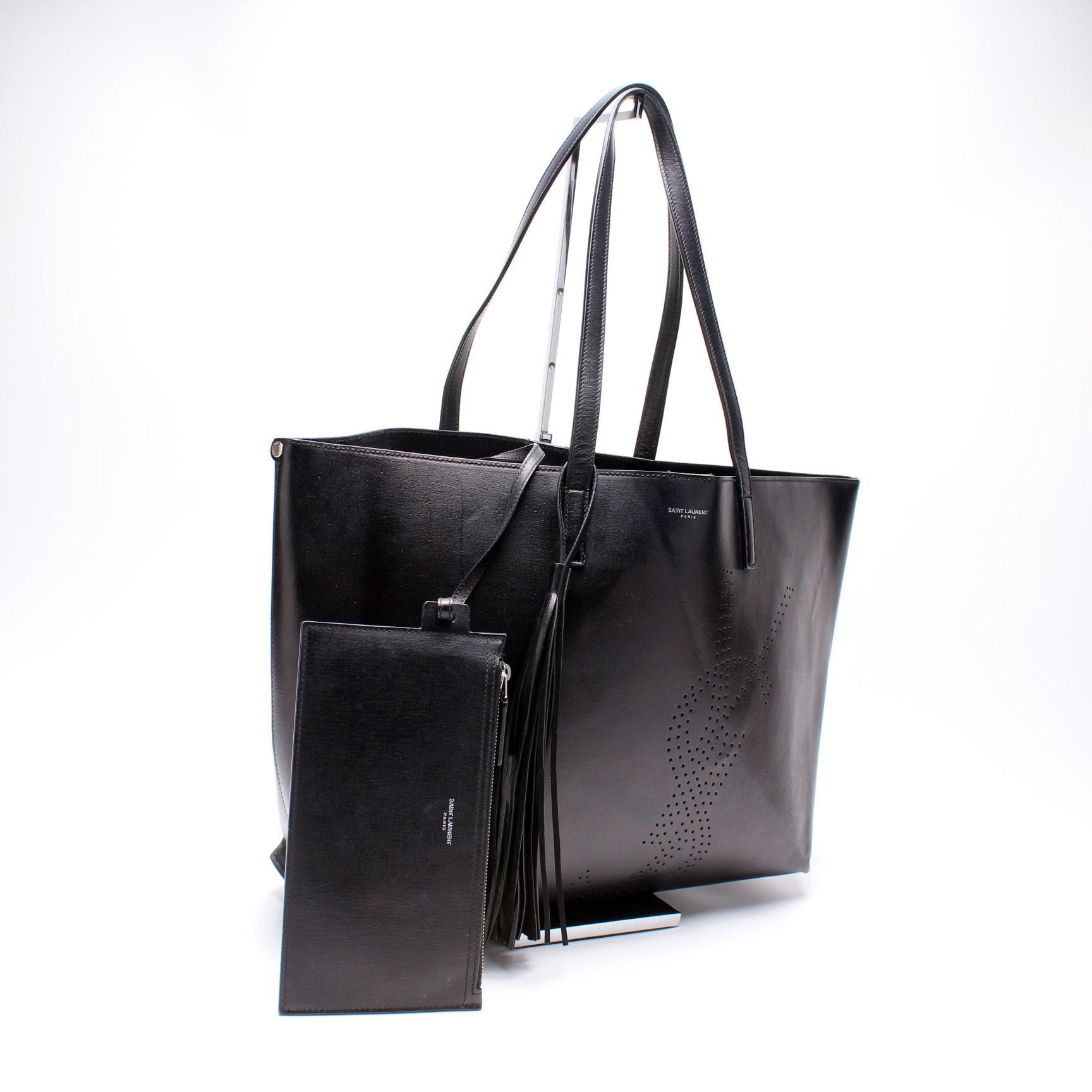 YSL Saint Laurent Saint Laurent Perforated Shopper Tote Bag Logo