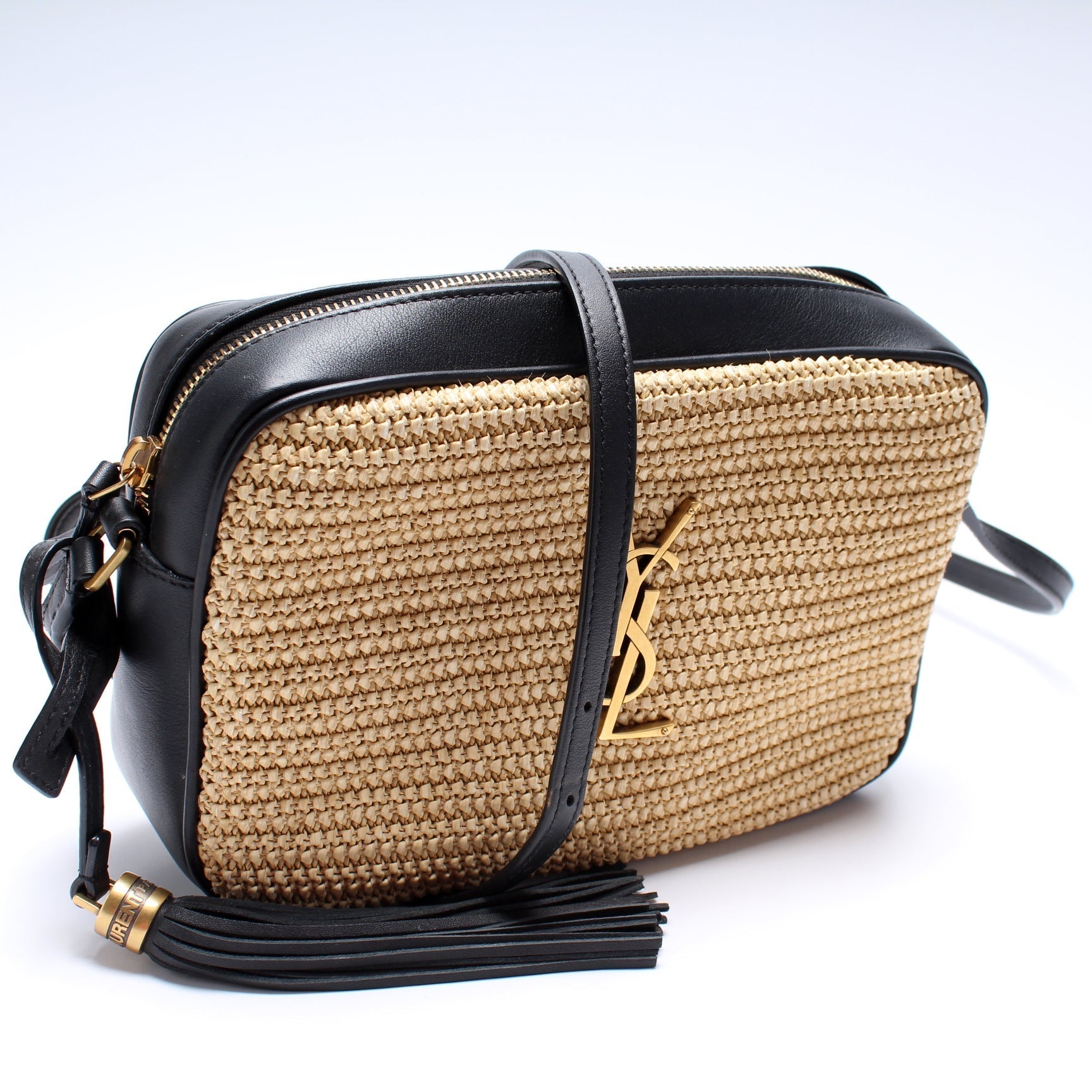 YSL Saint Laurent Lou Camera Bag Raffia Medium Travel Bag