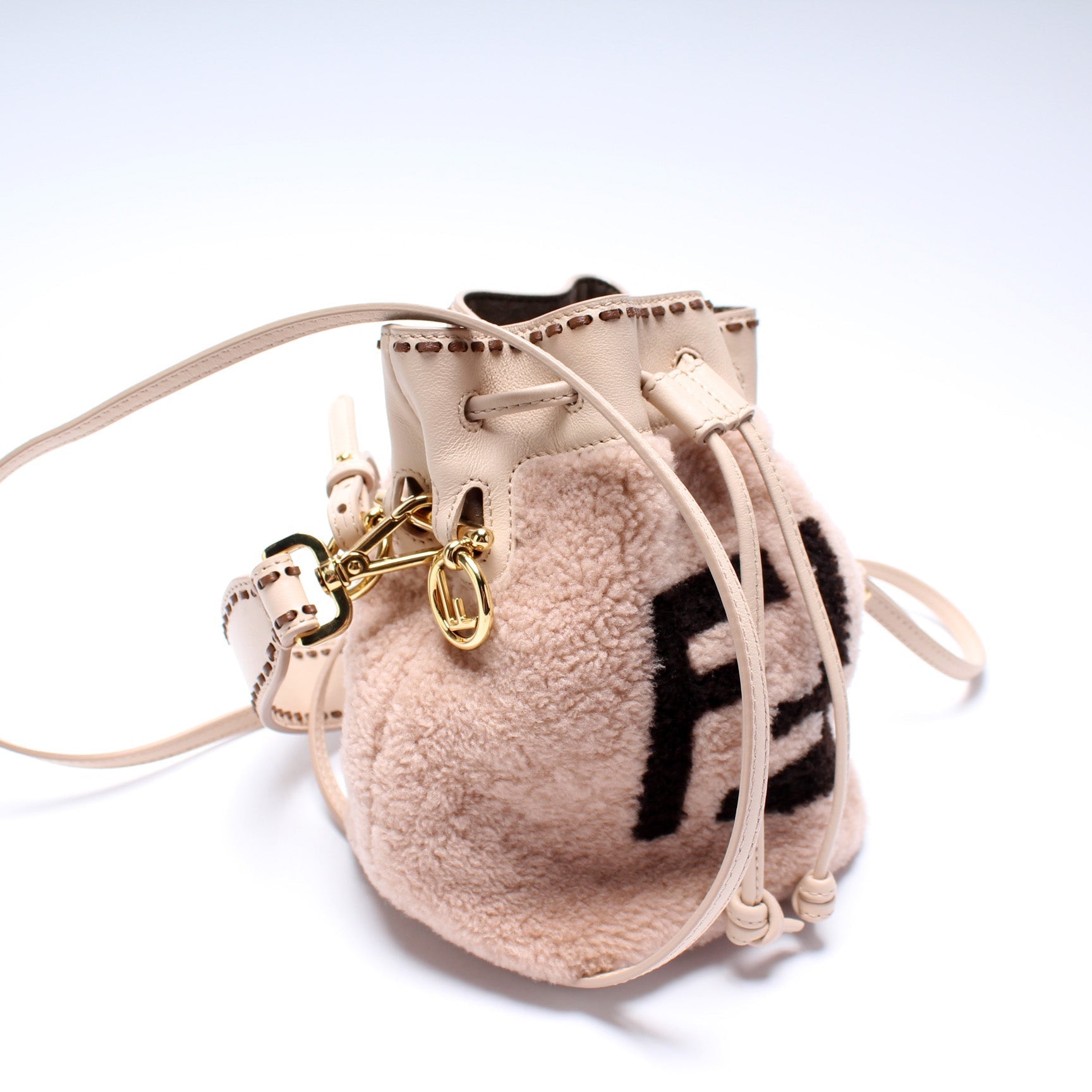 Fendi 8Bs010 Mon Tresor Ff Shearling Bag Mini Bucket Bucket Bag Ff Shearling 2