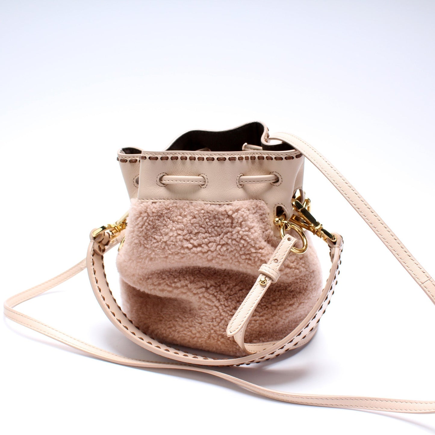 Fendi 8Bs010 Mon Tresor Ff Shearling Bag Mini Bucket Bucket Bag Ff Shearling 2