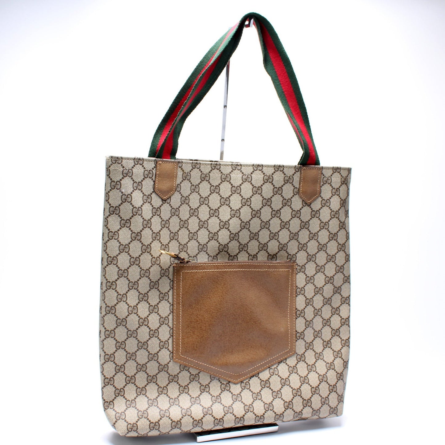 Gucci GG Supreme Vertical Front Pocket Tote Bag