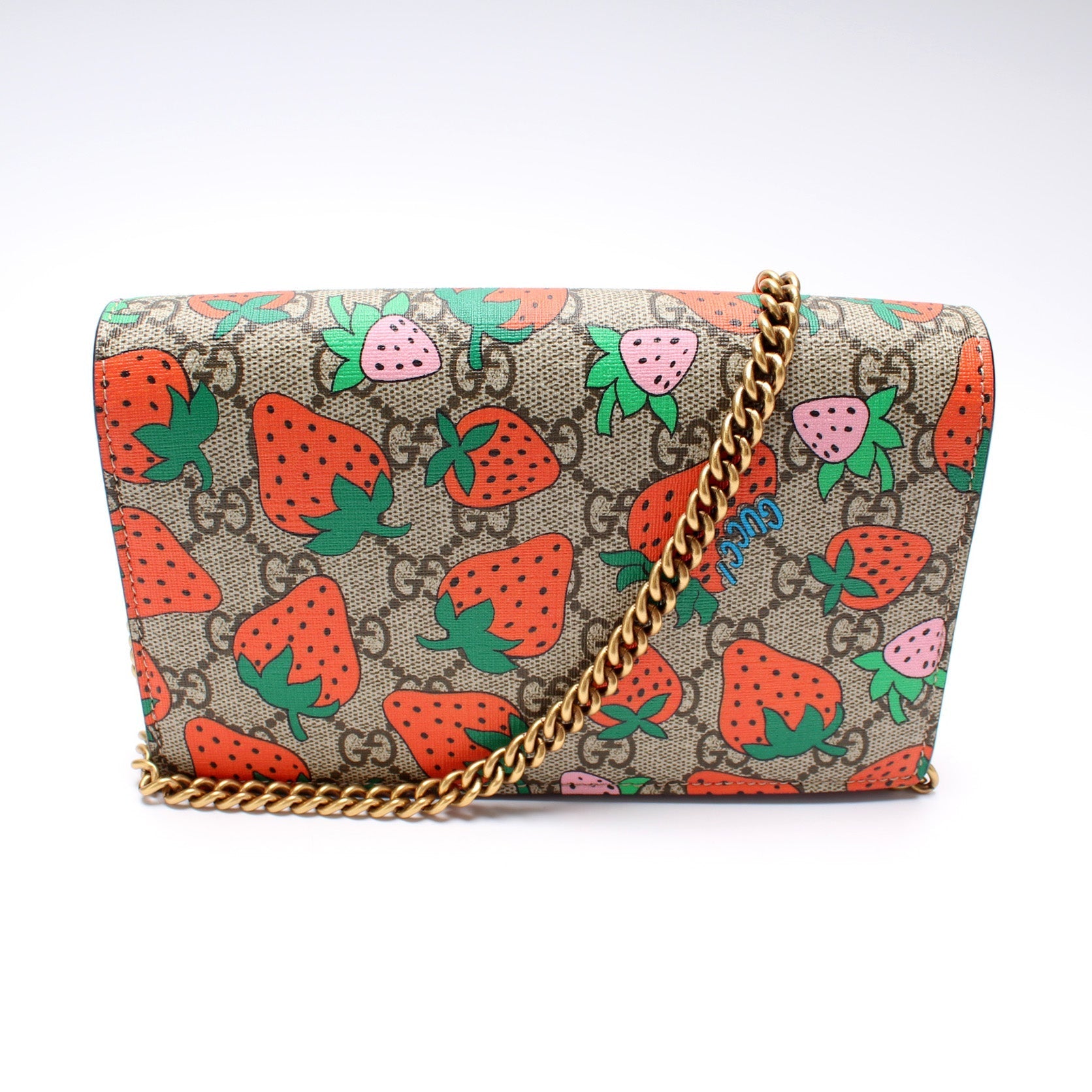 Gucci GG Strawberry Chain Wallet Case