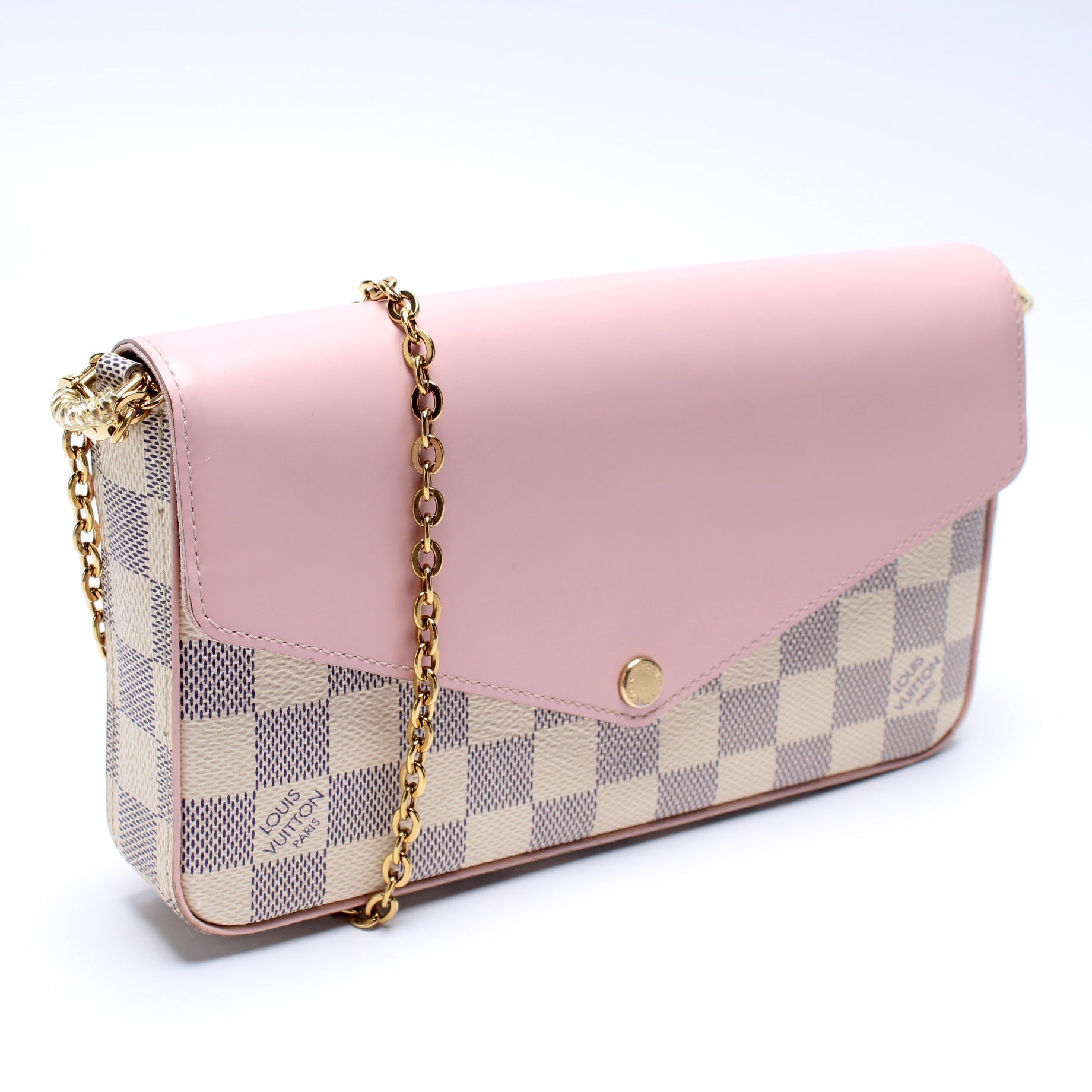 Louis Vuitton Pochette Felicie Azur Damier Calfskin Clutch Bag