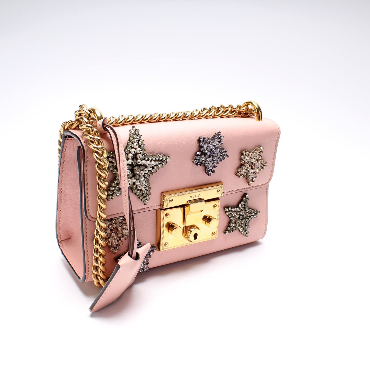 Gucci Padlock Embroidered Star Leather Small Travel Bag
