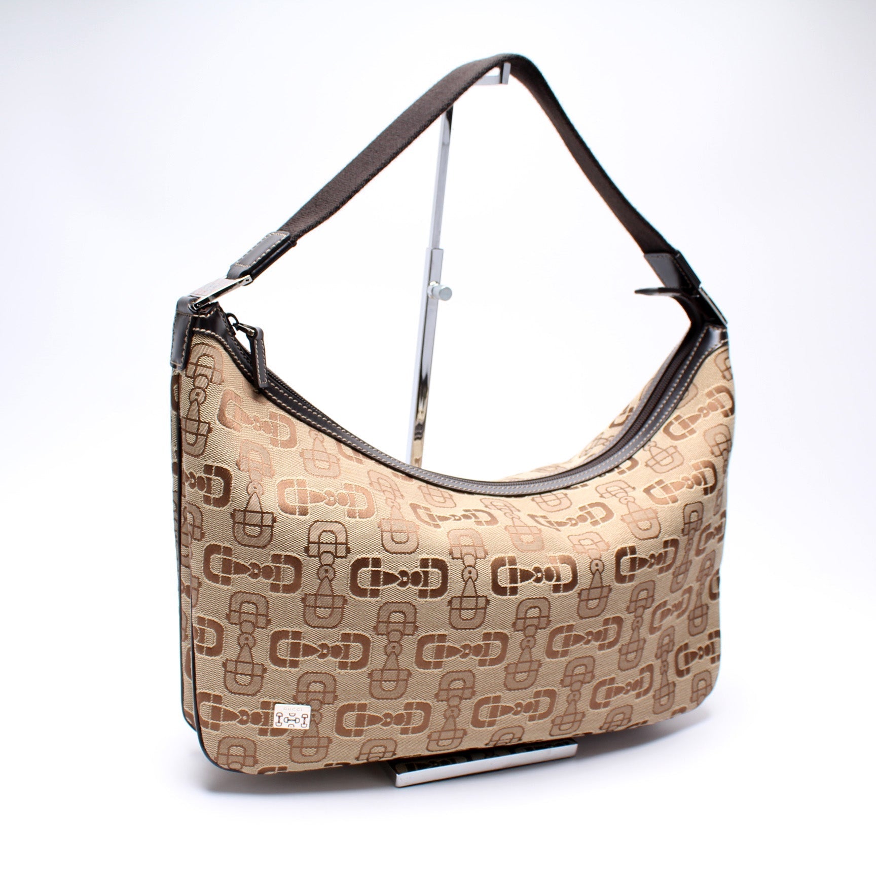 Gucci Horsebit Canvas Shoulder Bag