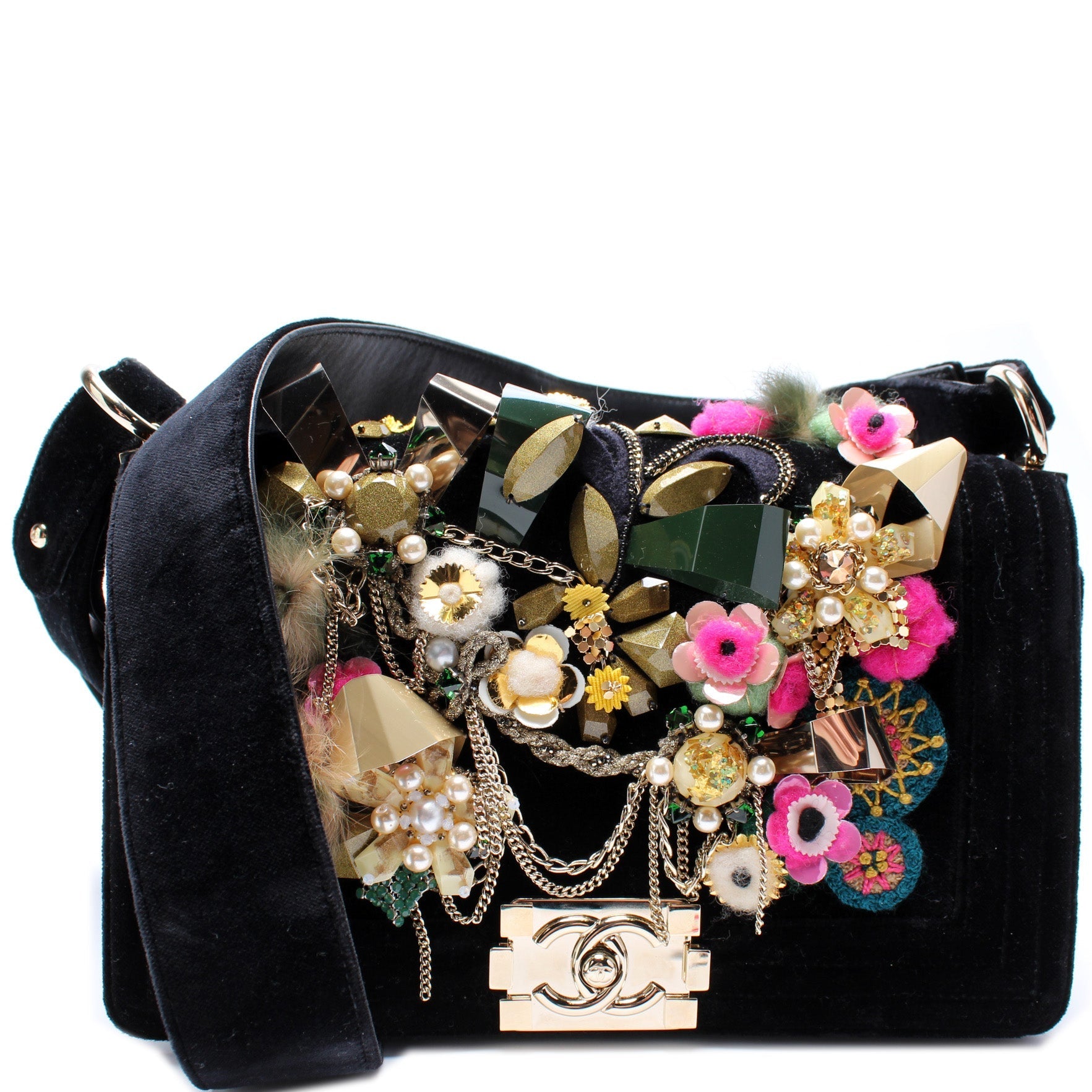 Chanel Metiers D'Art Boy Flap Velvet 21M Handbag