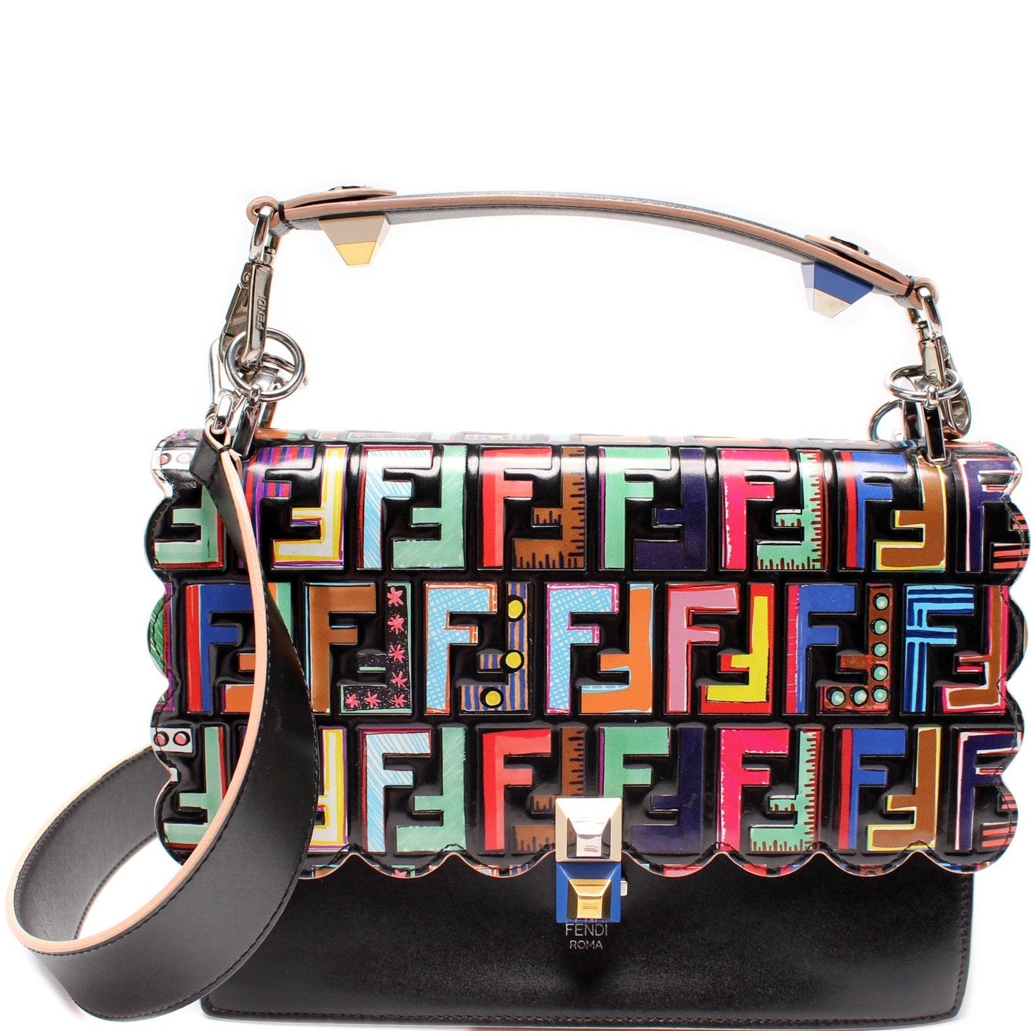 Fendi 8M0381 Kan Ff Bag Leather Patent Small Travel Bag