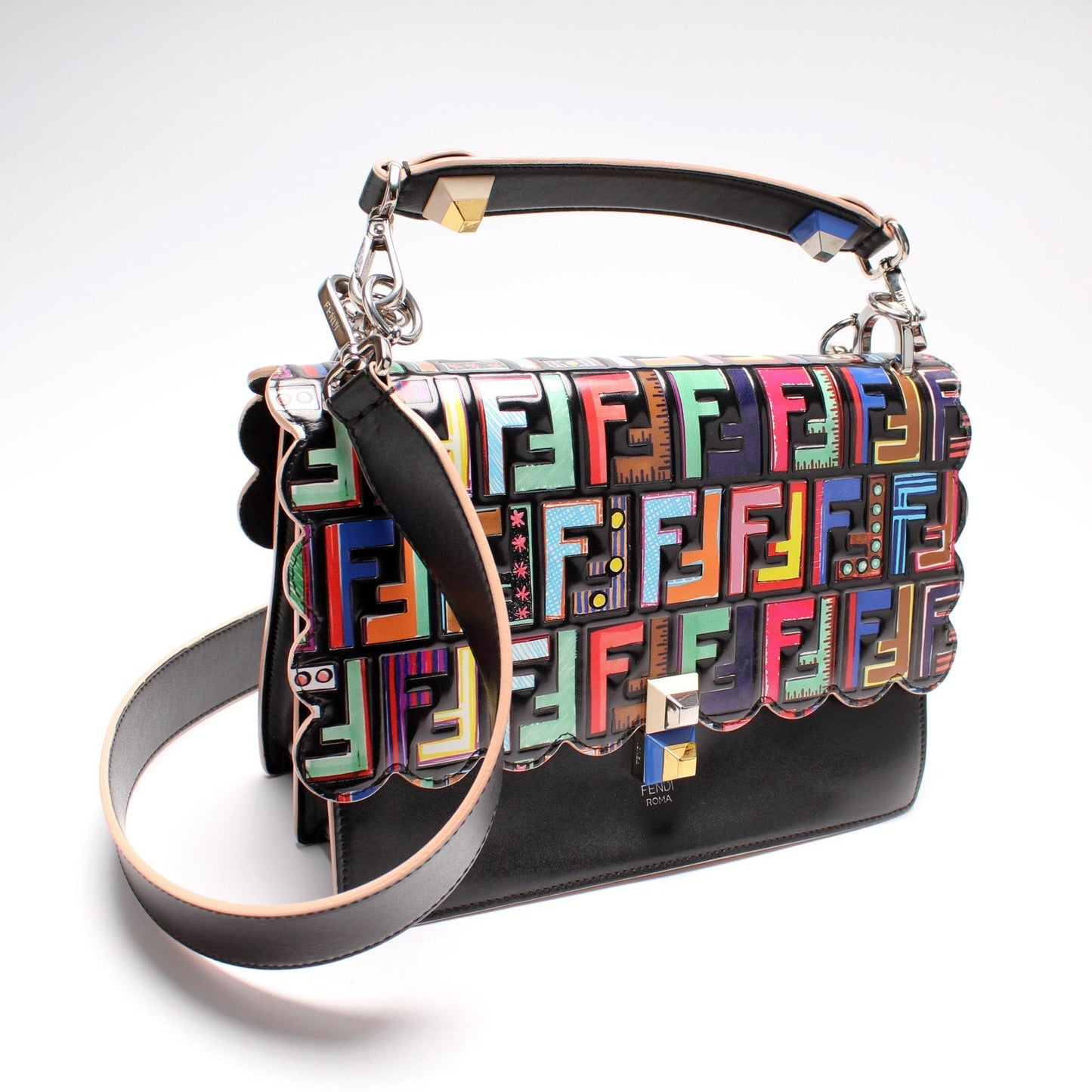 Fendi 8M0381 Kan Ff Bag Leather Patent Small Travel Bag