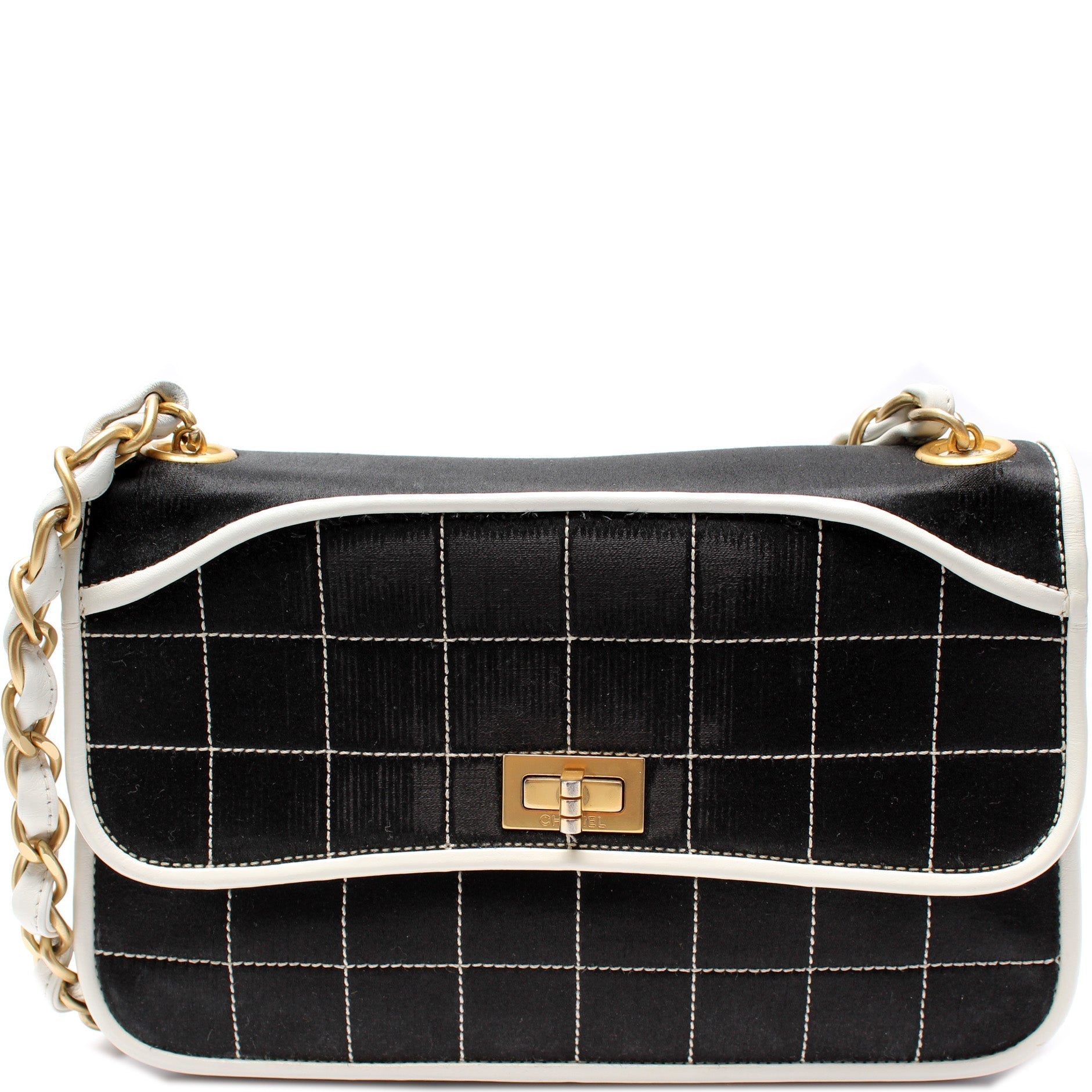 Chanel Mademoiselle Chocolate Bar Satin Flap Shoulder Bag