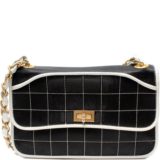 Chanel Mademoiselle Chocolate Bar Satin Flap Shoulder Bag