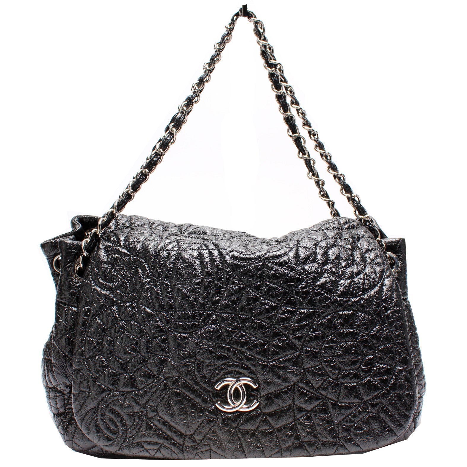 Chanel CC Vinyl Graphic Edge Accordion Flap Handbag