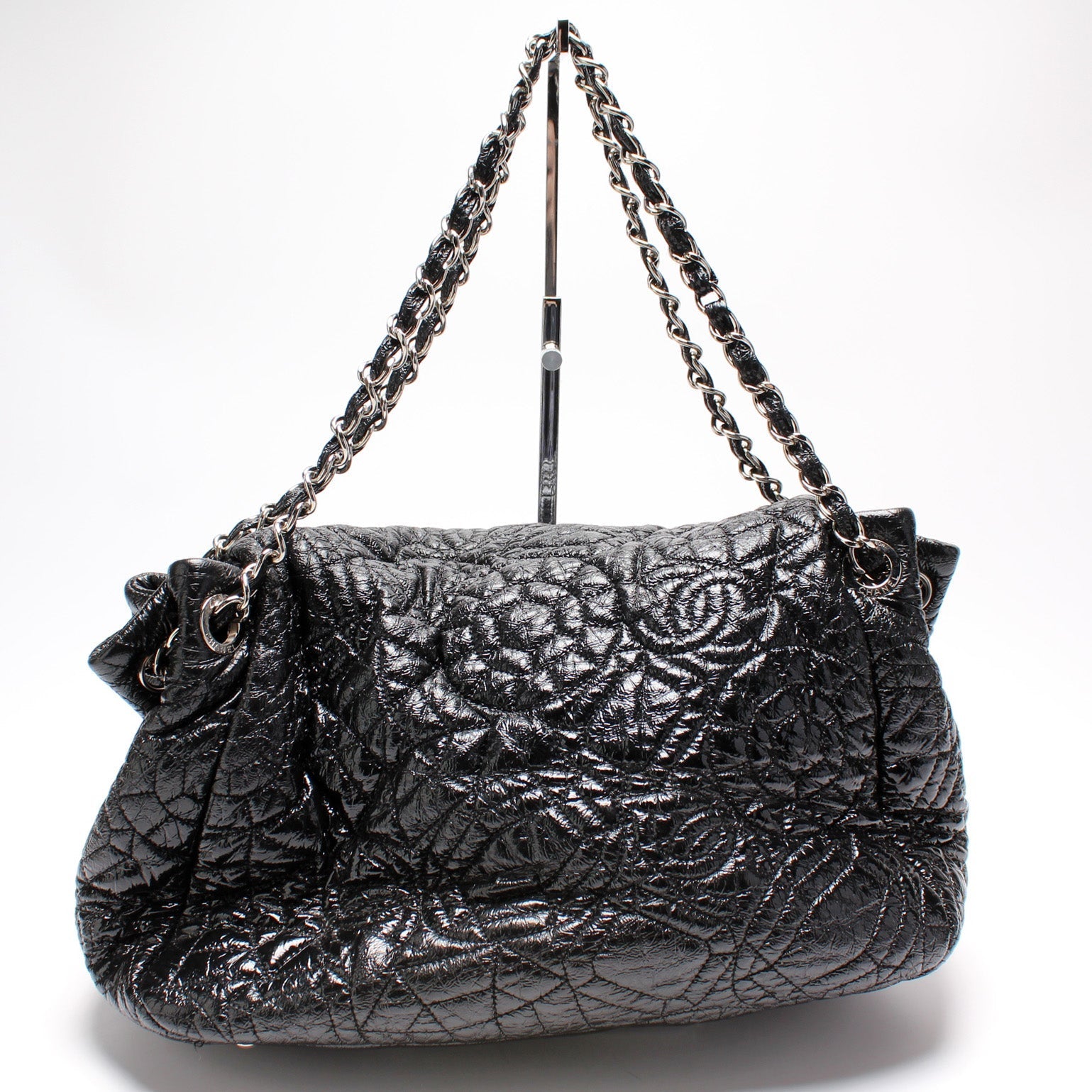 Chanel CC Vinyl Graphic Edge Accordion Flap Handbag