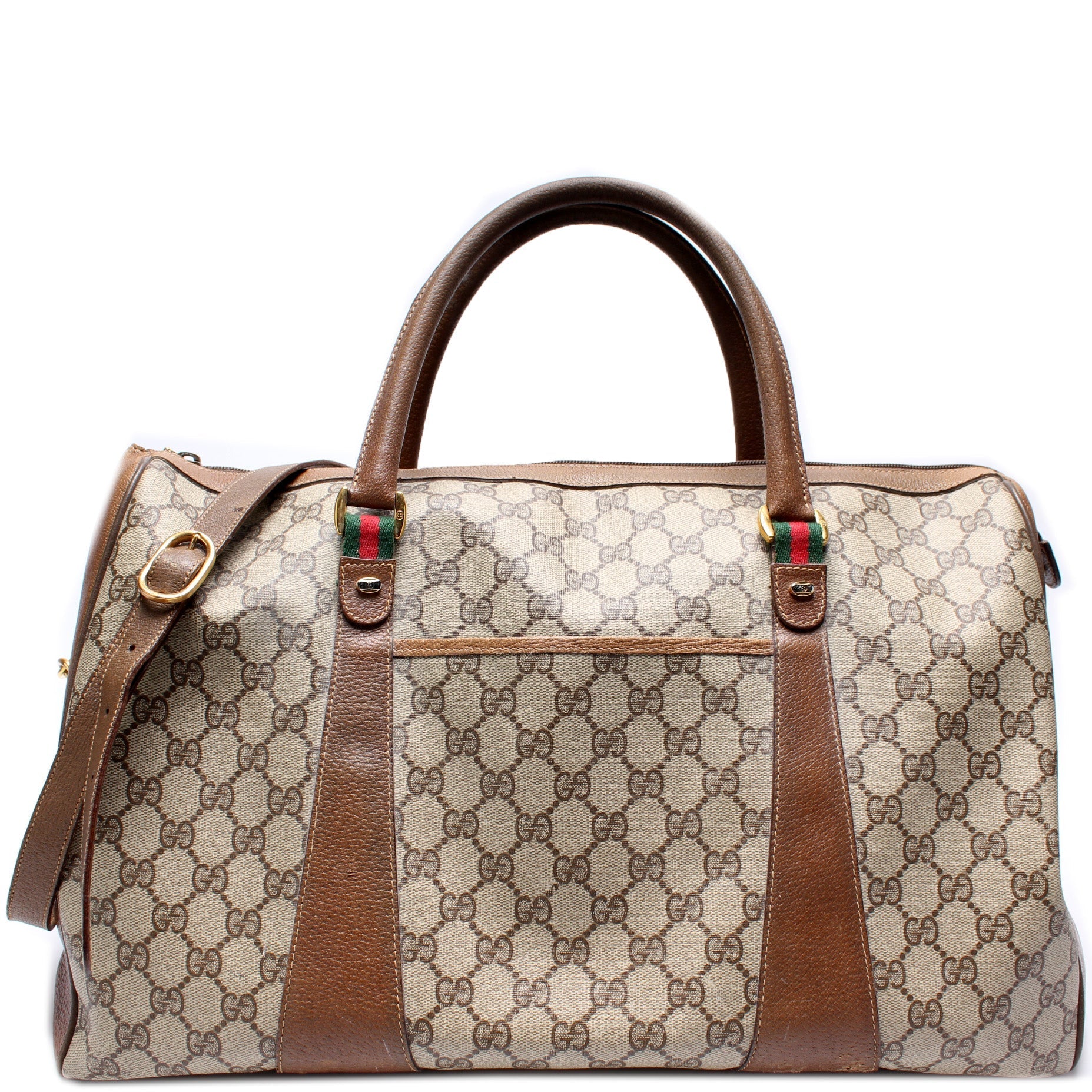 Gucci 111.02.073 GG Supreme Duffle Strap Travel Bag