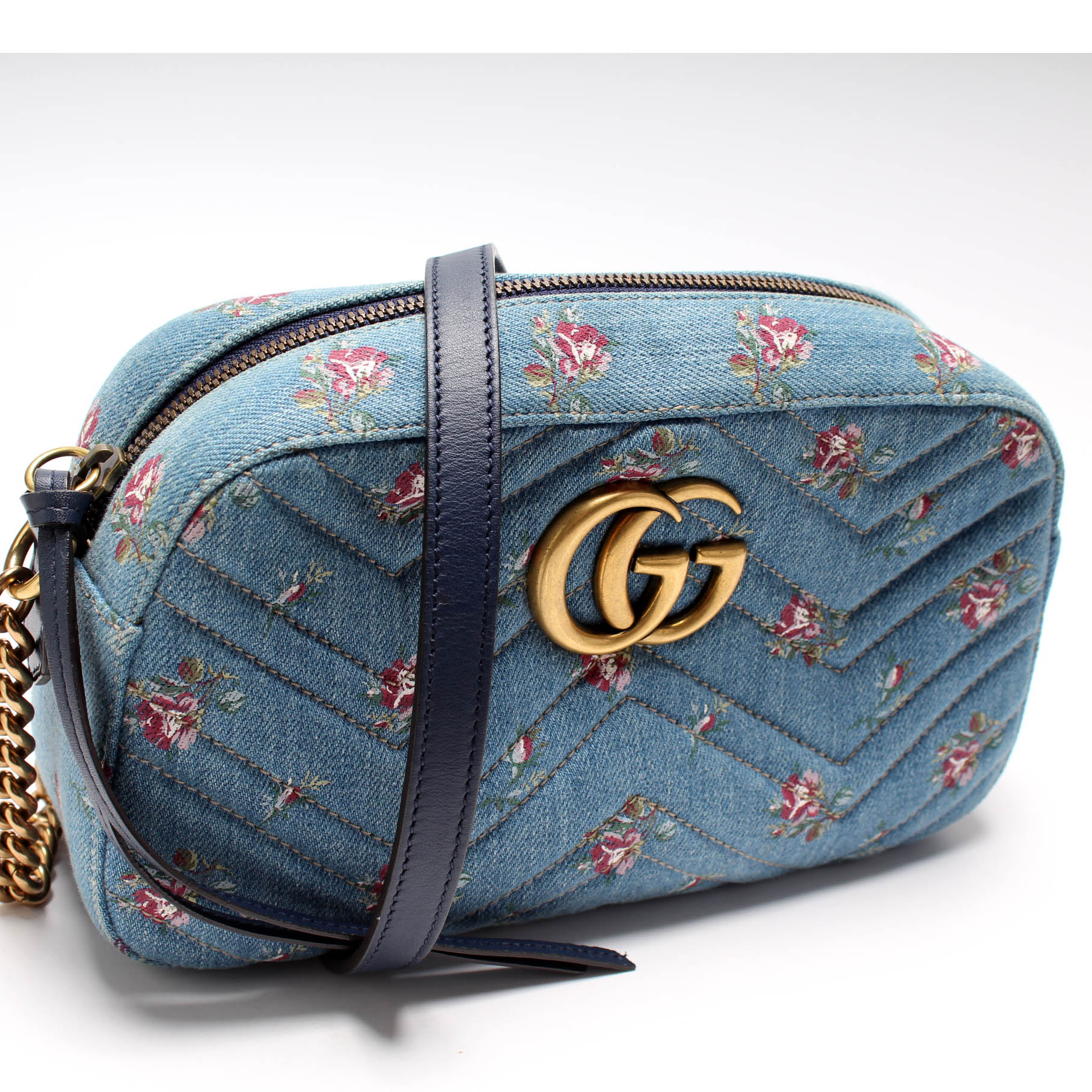 Gucci Marmont Camera Bag Denim Small Travel Bag