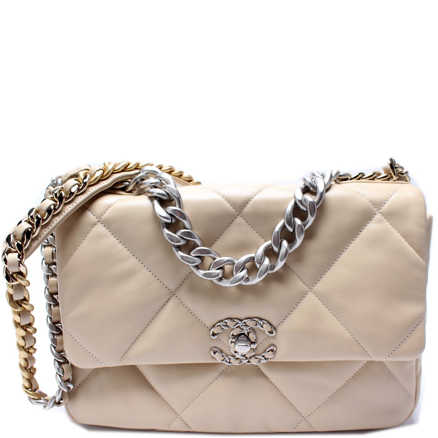 Chanel Quilted Goatskin 19 Flap Shoulder Bag Flap 1