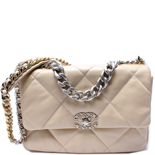 Chanel Quilted Goatskin 19 Flap Shoulder Bag Flap 1