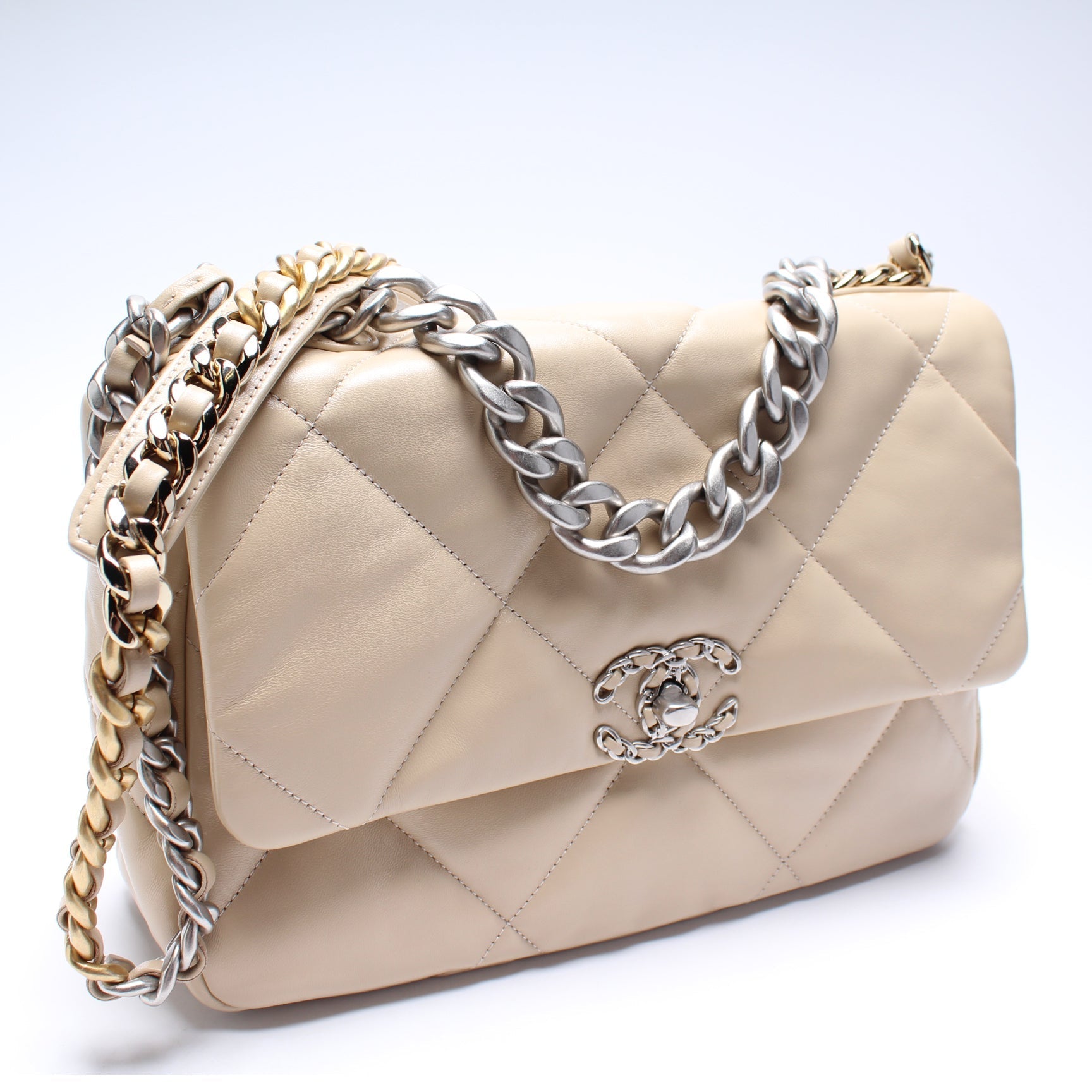 Chanel Quilted Goatskin 19 Flap Shoulder Bag Flap 1