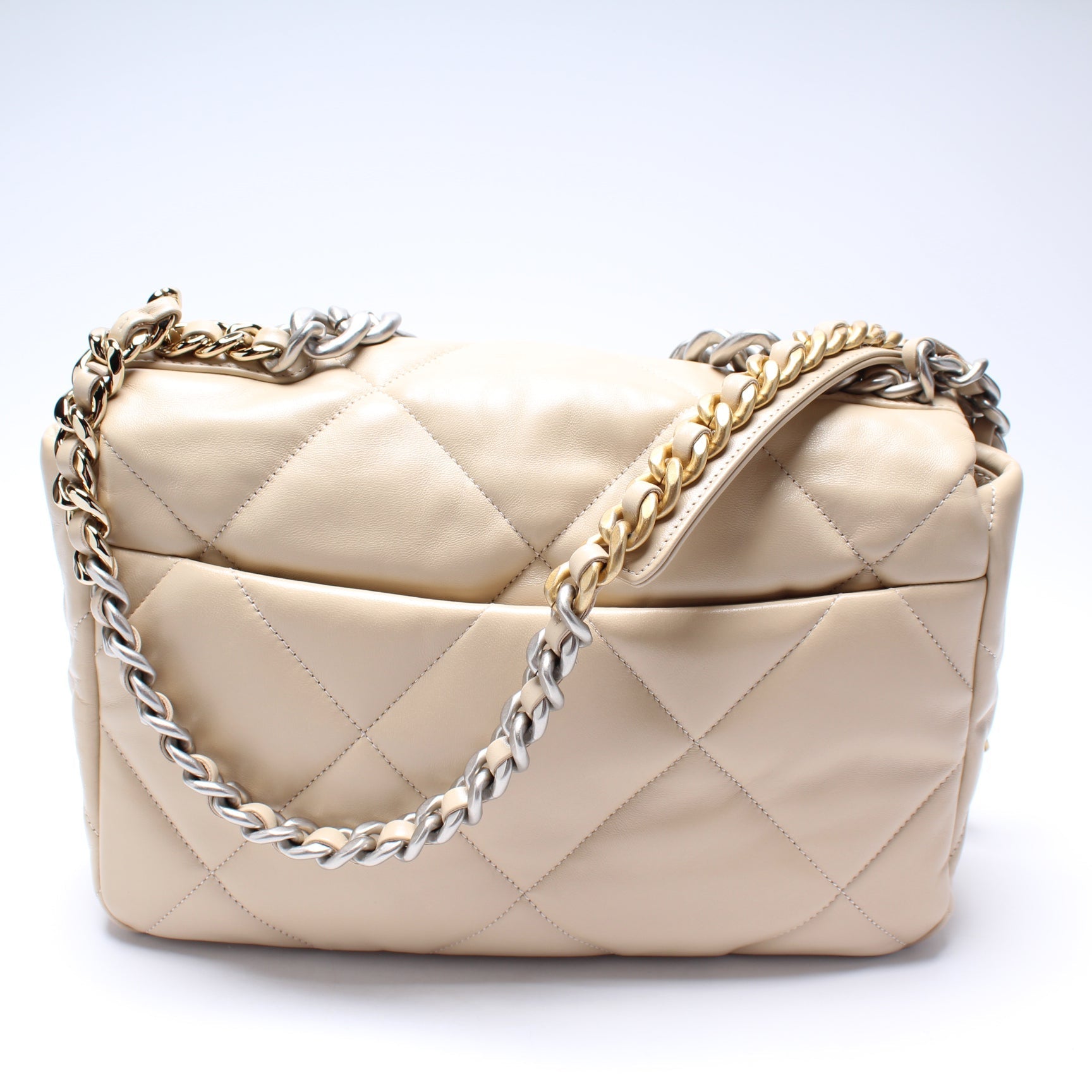Chanel Quilted Goatskin 19 Flap Shoulder Bag Flap 1