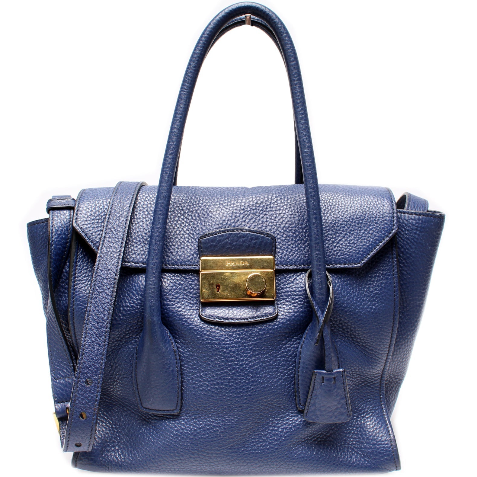 Prada Vitello Daino Lock Bag Flap Travel Bag