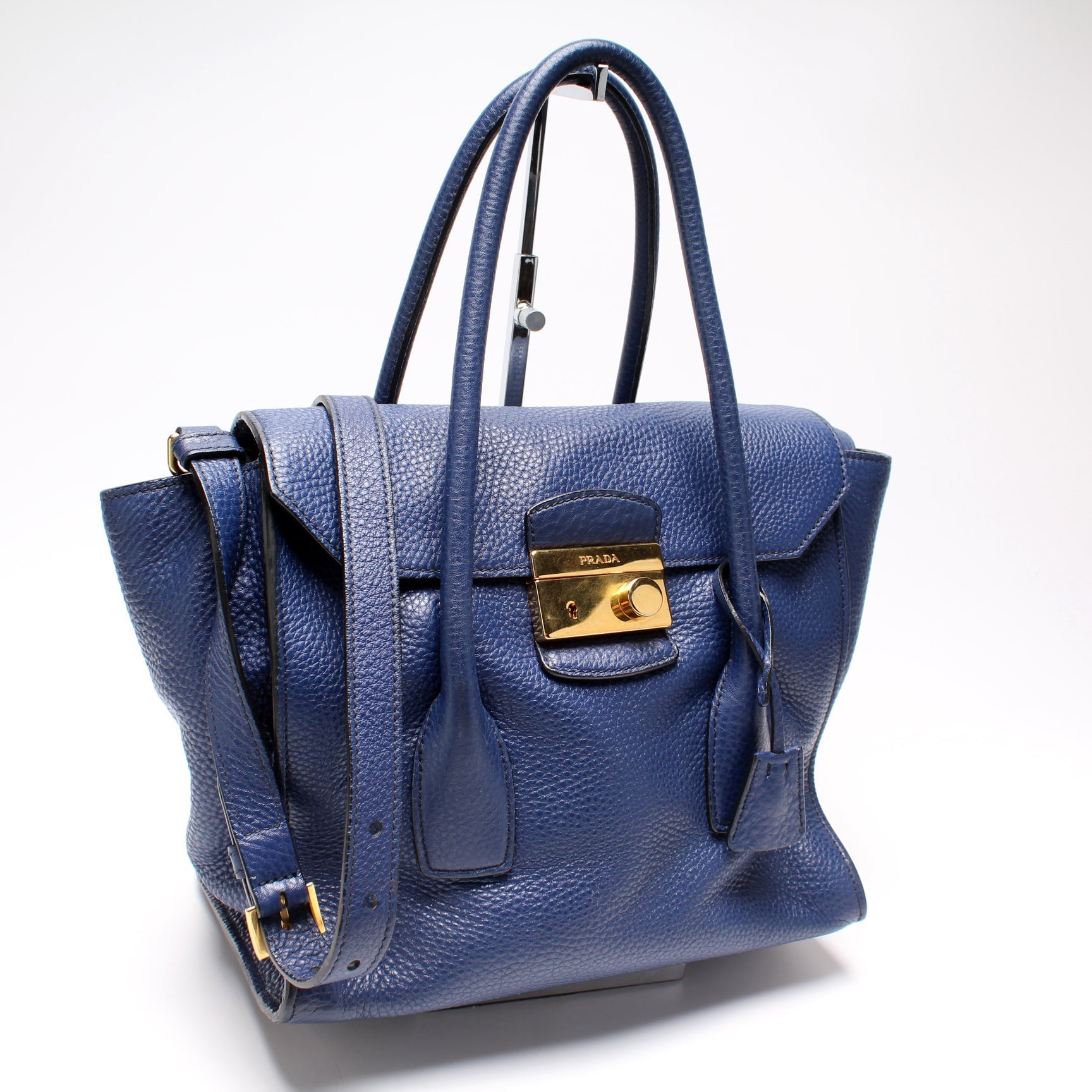 Prada Vitello Daino Lock Bag Flap Travel Bag