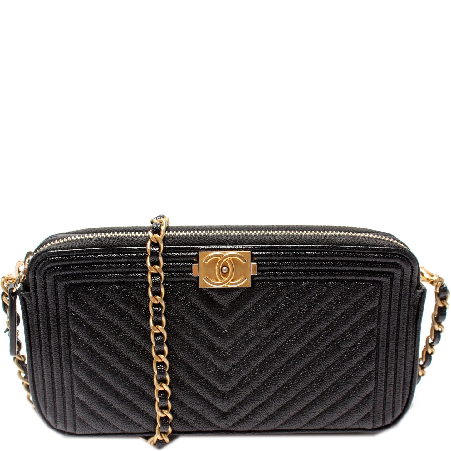 Chanel WOC Boy Double Zip Clutch Bag