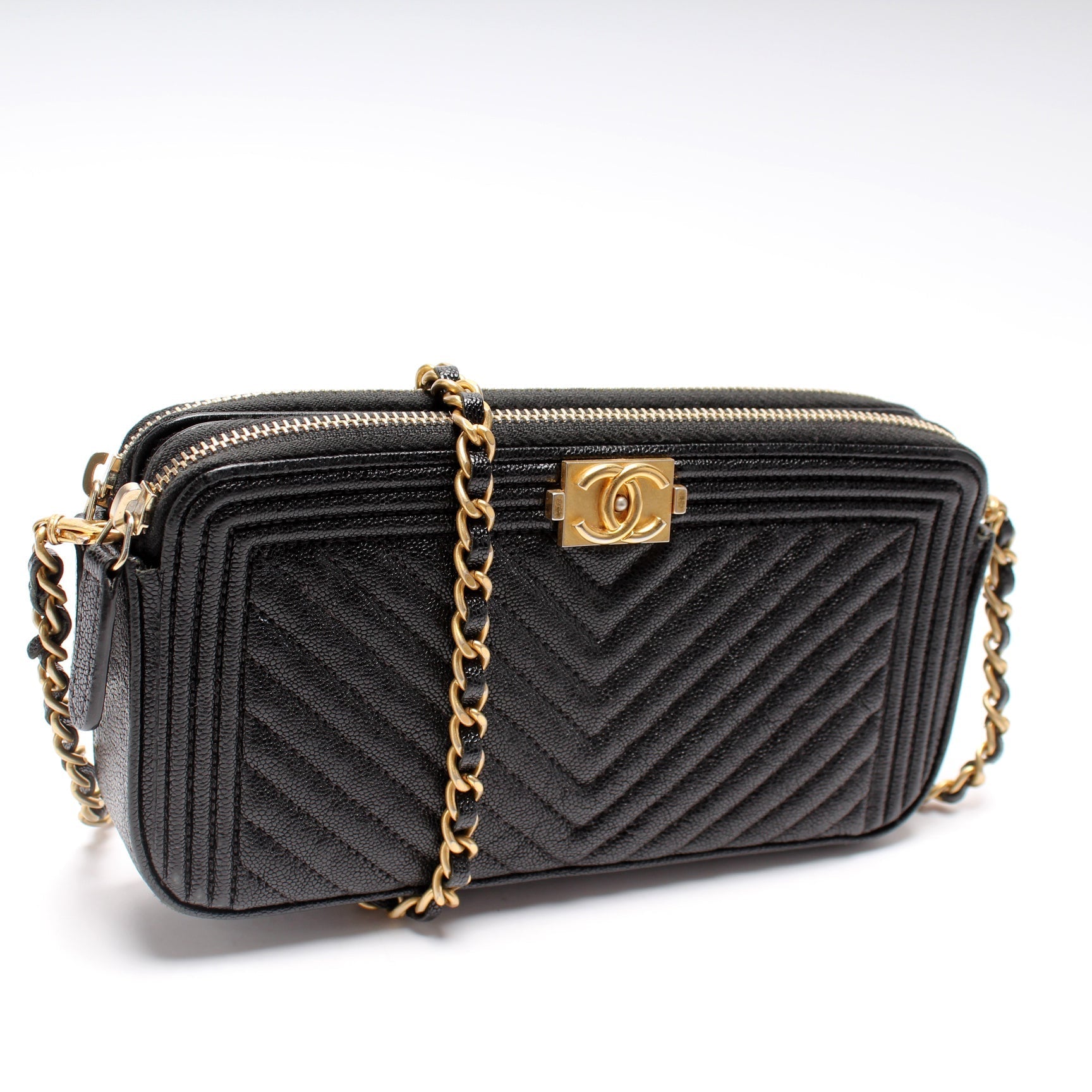 Chanel WOC Boy Double Zip Clutch Bag