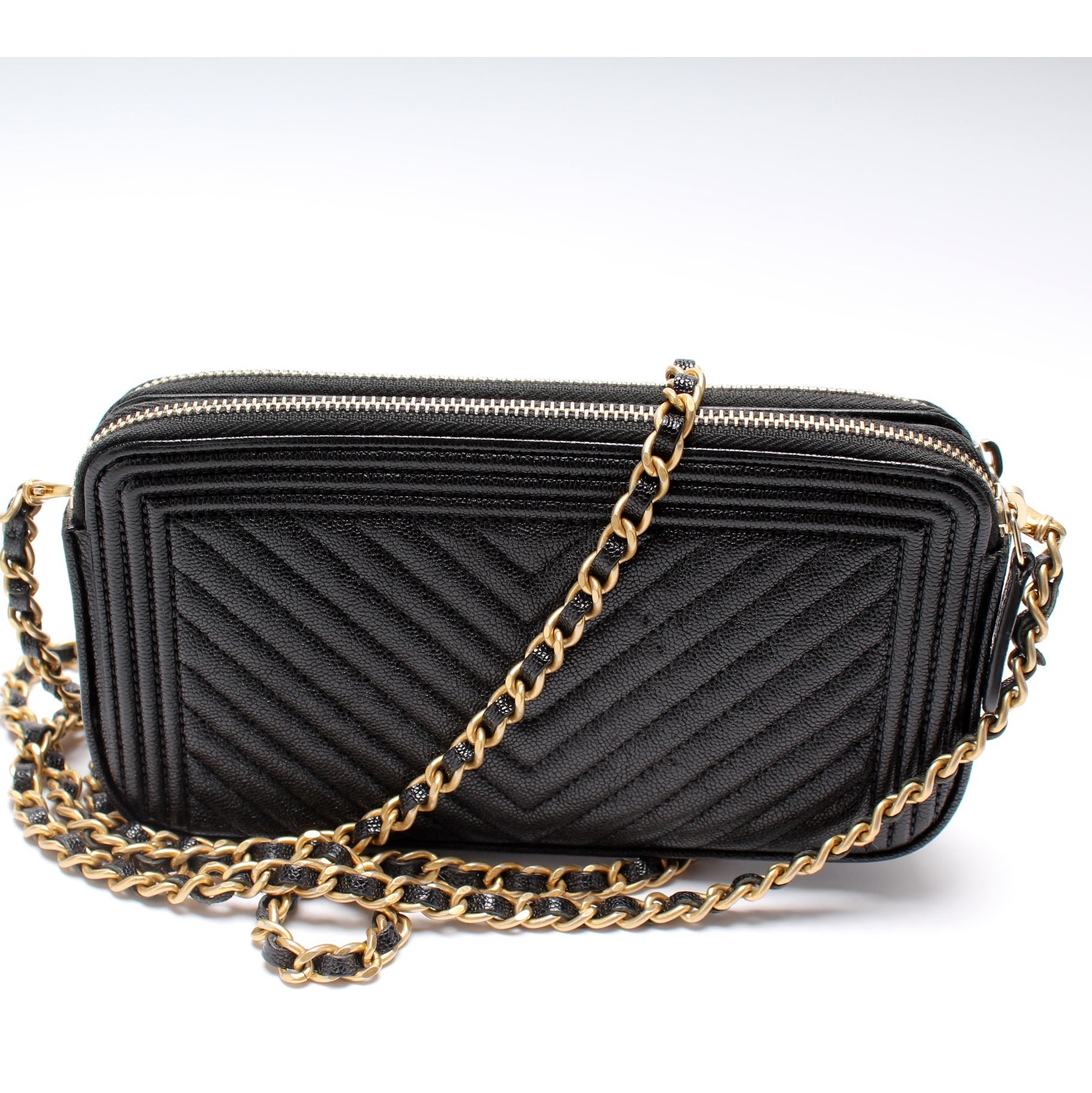 Chanel WOC Boy Double Zip Clutch Bag