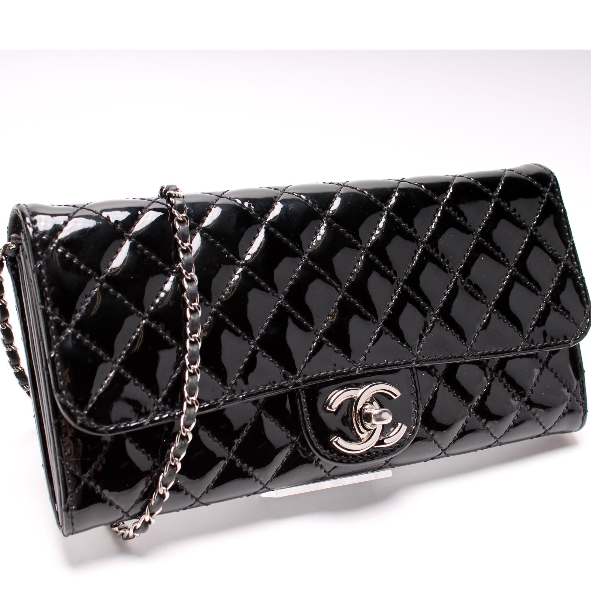 Chanel CC Flap Patent Quilted 14M Wallet Case