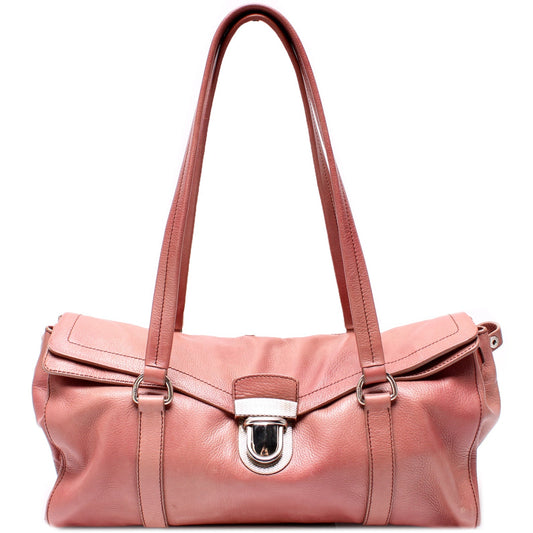 Prada Easy Foldover Pushlock Satchel Calfskin Bag Travel Bag