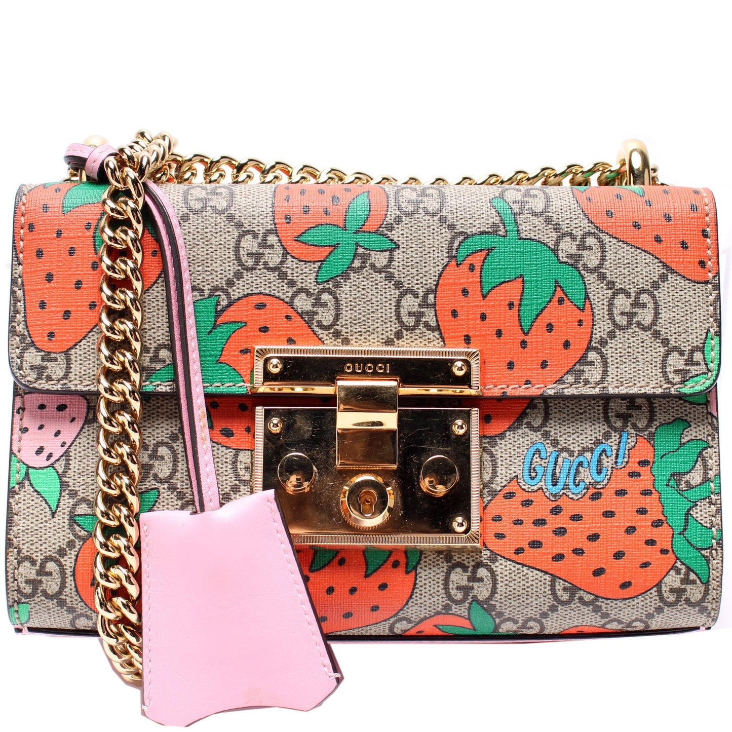 Gucci Padlock GG Supreme Strawberry Small Handbag