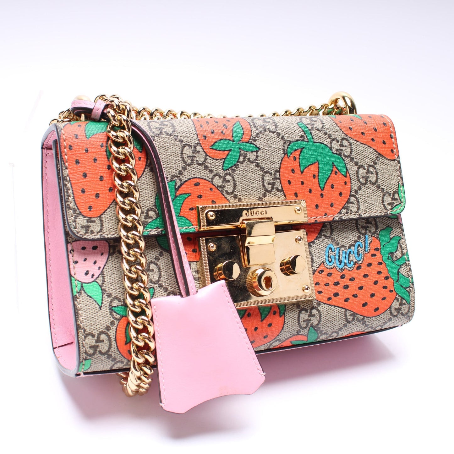 Gucci Padlock GG Supreme Strawberry Small Handbag