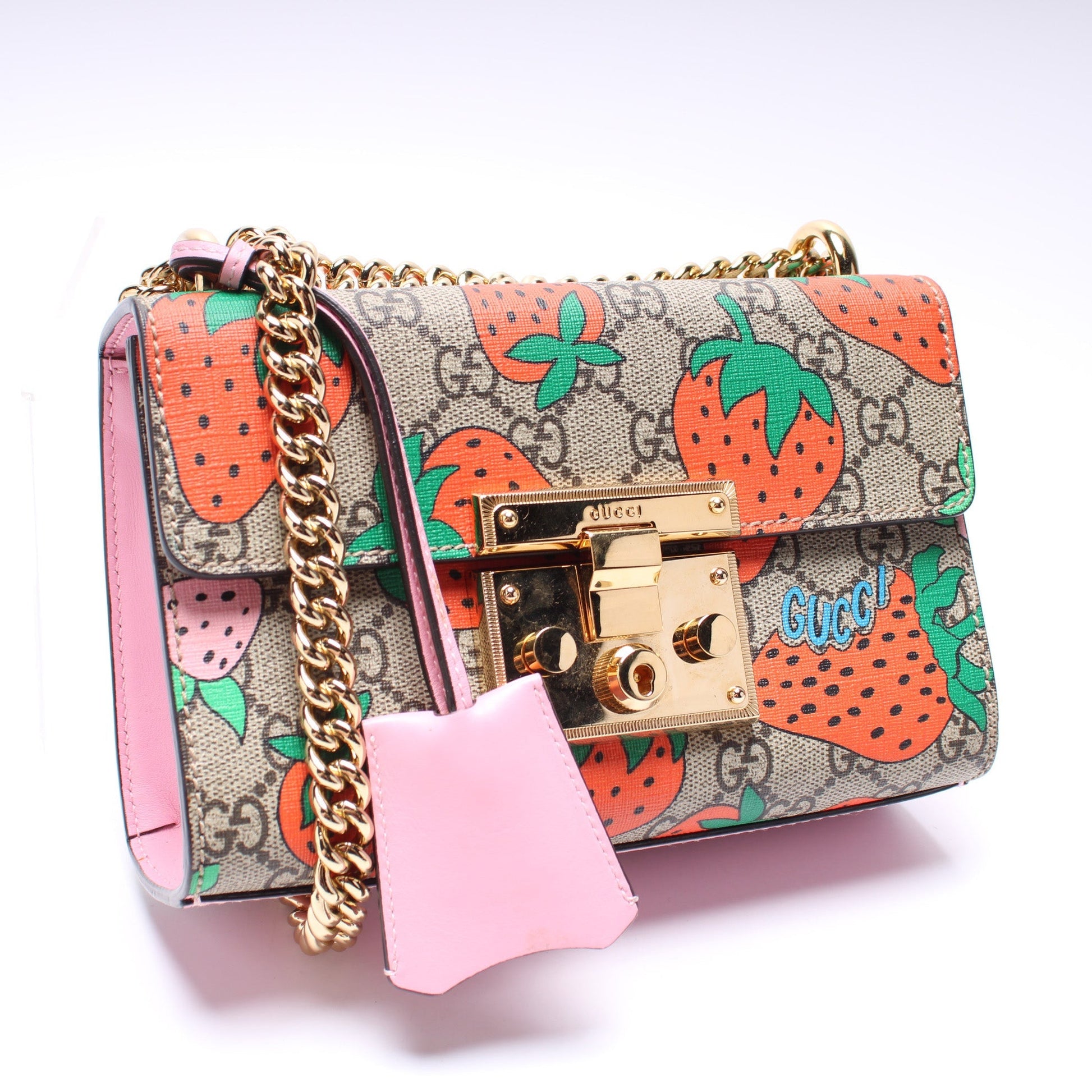 Gucci Padlock GG Supreme Strawberry Small Handbag