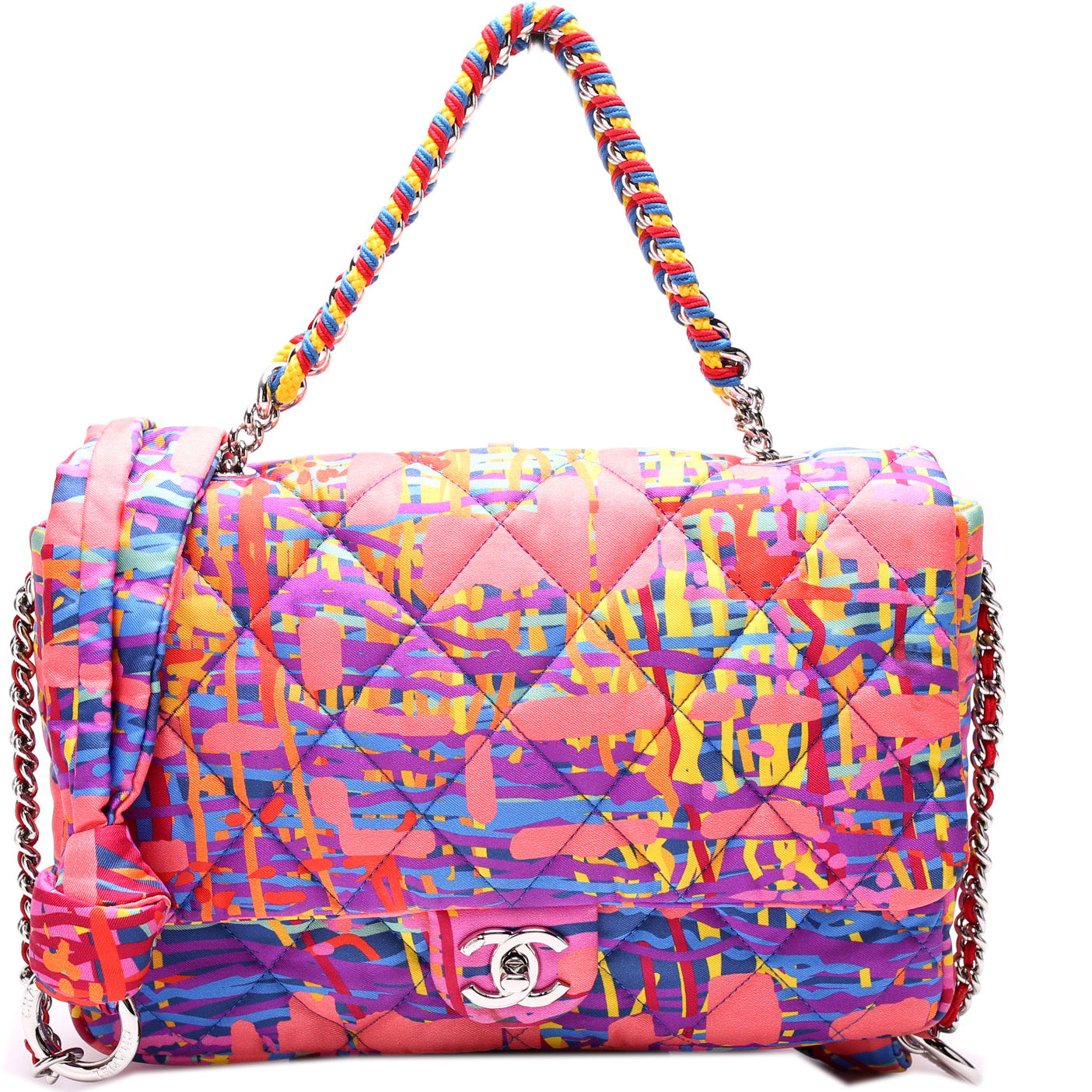 Chanel Foulard Quilted Printed Fabric Flap 25M Handbag