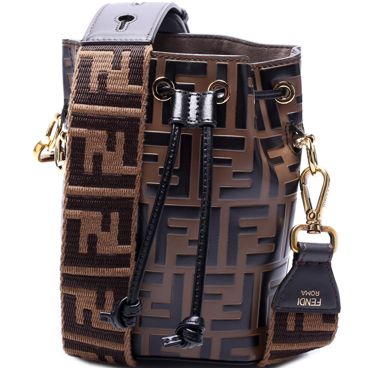 Fendi Mon Tresor Ff Bag Leather Mini Bucket Bucket Bag Bag Ff Leather