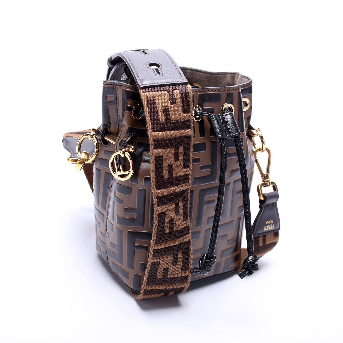 Fendi Mon Tresor Ff Bag Leather Mini Bucket Bucket Bag Bag Ff Leather