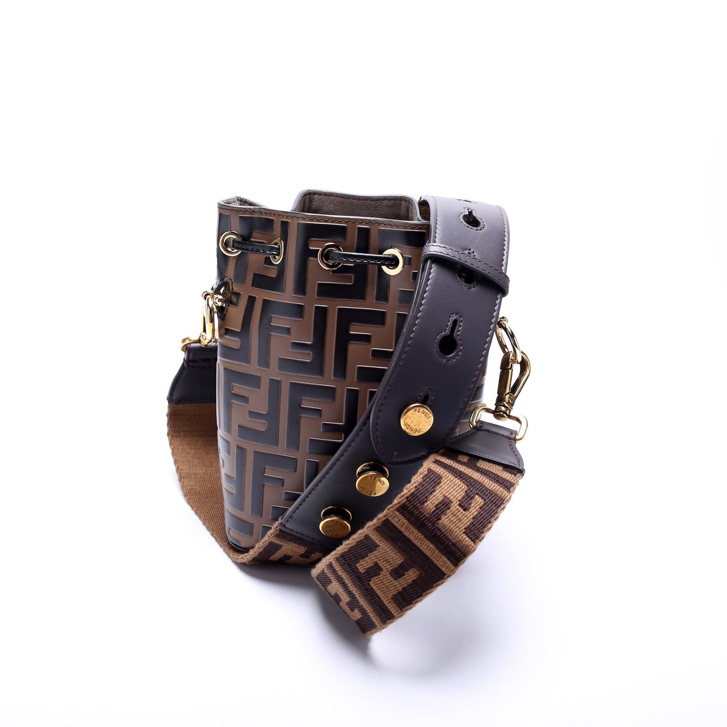 Fendi Mon Tresor Ff Bag Leather Mini Bucket Bucket Bag Bag Ff Leather